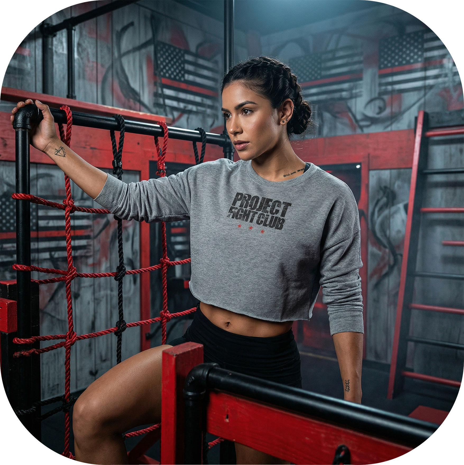 GREY CROPPED SWEATSHIRT - HONOR FIREFIGHTERS & EMTs