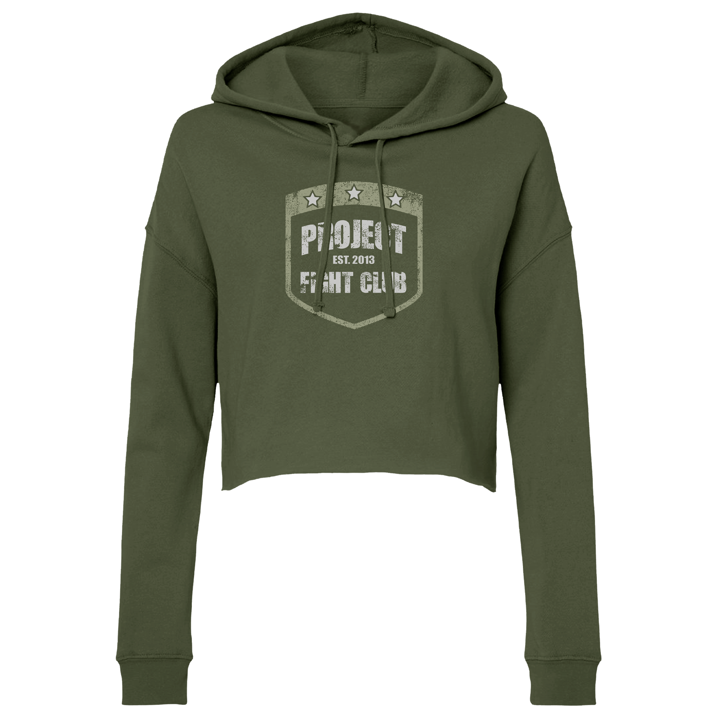 WOMENS MILITARY GREEN CROP HOODIE 2 - HONOR SOLDIERS & VETERANS