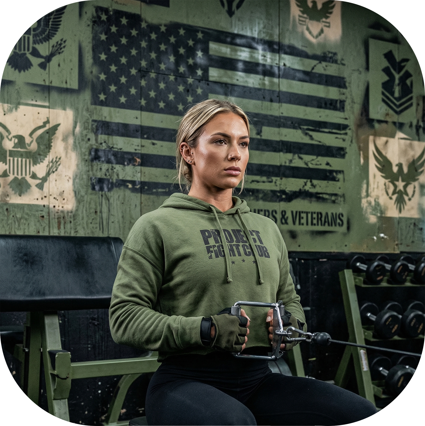 WOMENS MILITARY GREEN CROP HOODIE 3 - HONOR SOLDIERS & VETERANS
