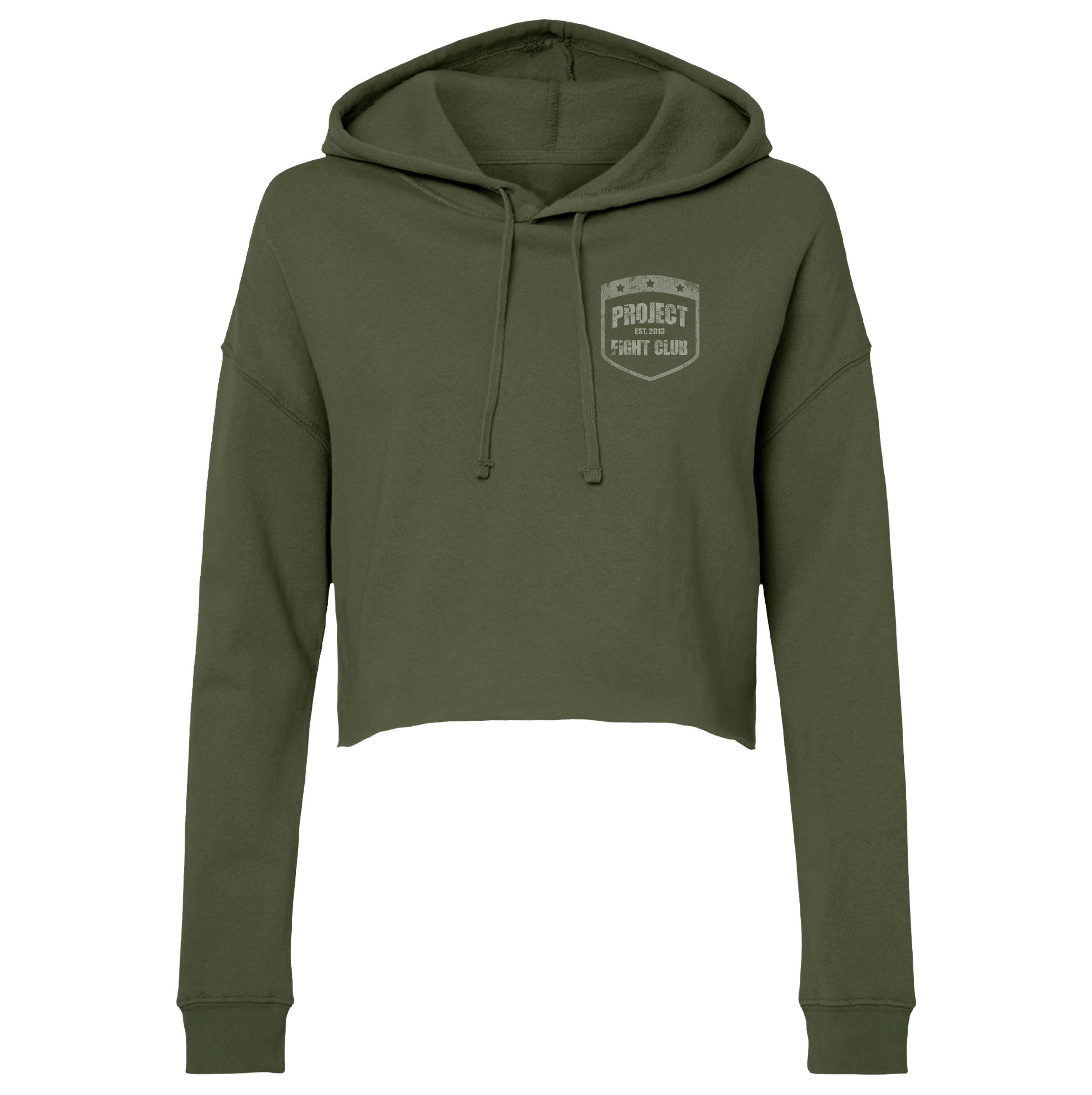 WOMENS MILITARY GREEN CROP HOODIE - HONOR SOLDIERS & VETERANS