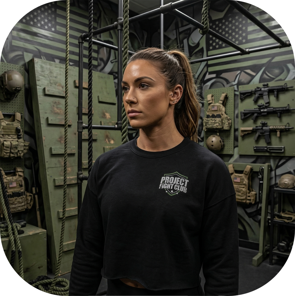 WOMENS BLACK CROP RAGLAN FLEECE - HONOR SOLDIERS & VETERANS