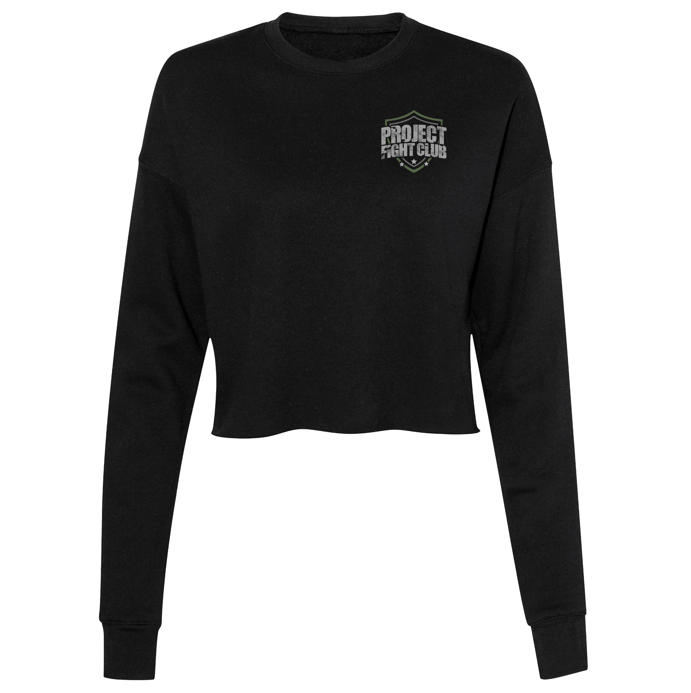 WOMENS BLACK CROP RAGLAN FLEECE - HONOR SOLDIERS & VETERANS