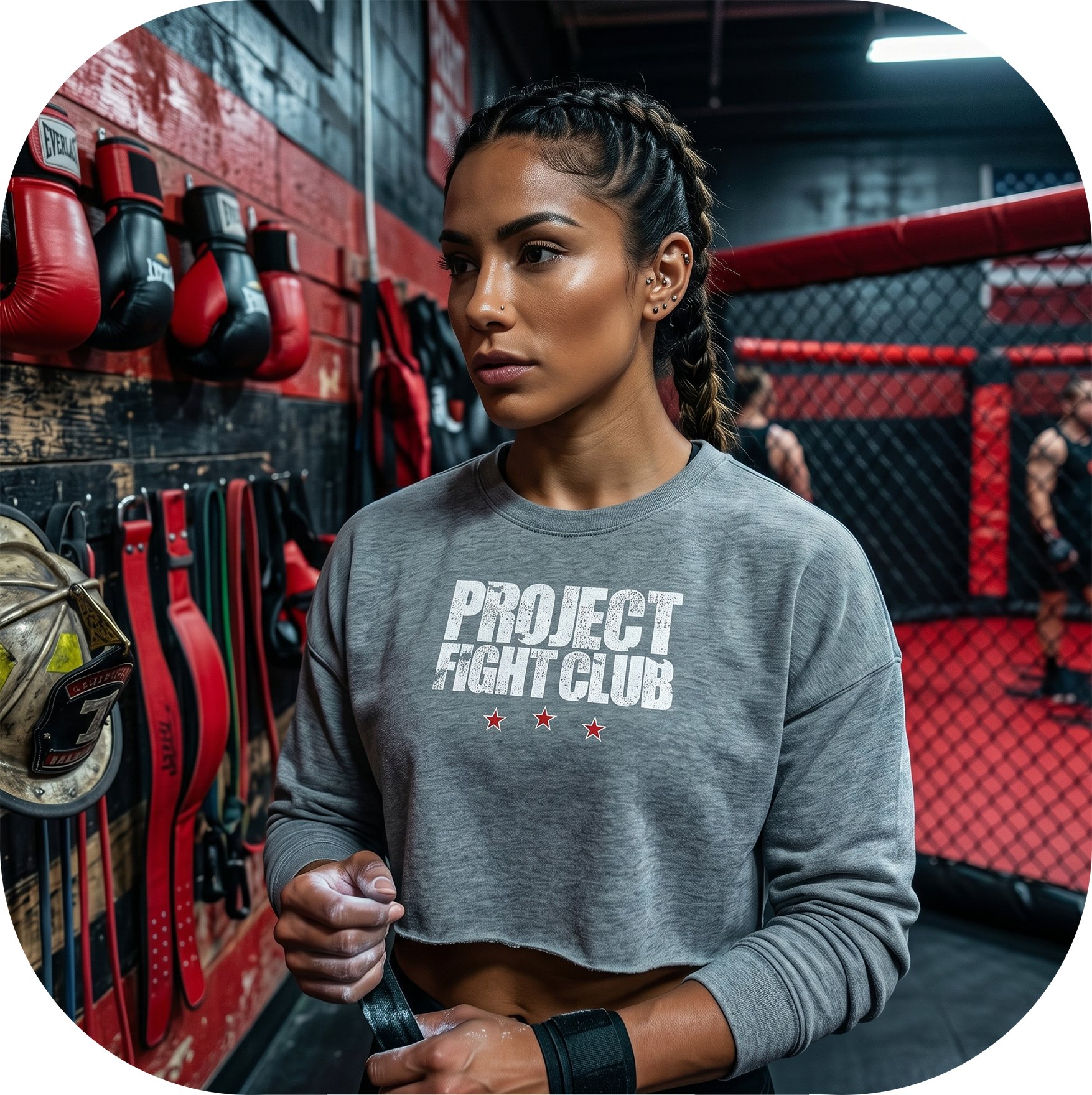 WOMENS GREY CROPPED SWEATSHIRT 2 - HONOR FIREFIGHTERS & EMTs
