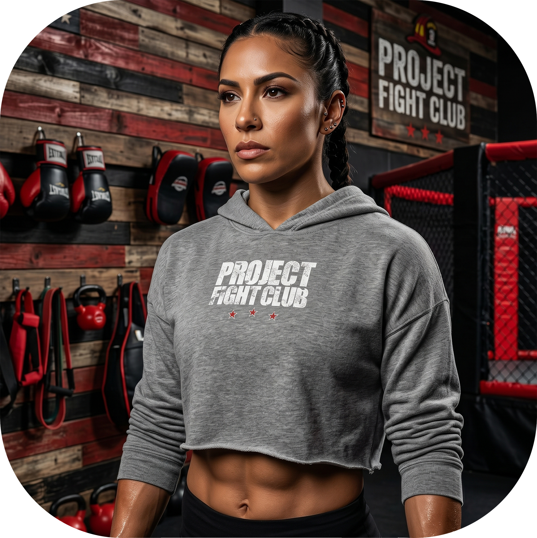 WOMENS GREY CROPPED SWEATSHIRT 2 - HONOR FIREFIGHTERS & EMTs