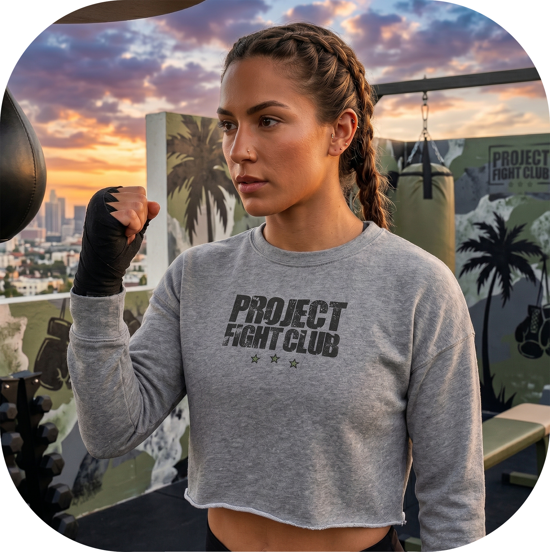 WOMENS GREY CROP FLEECE - HONOR SOLDIERS & VETERANS