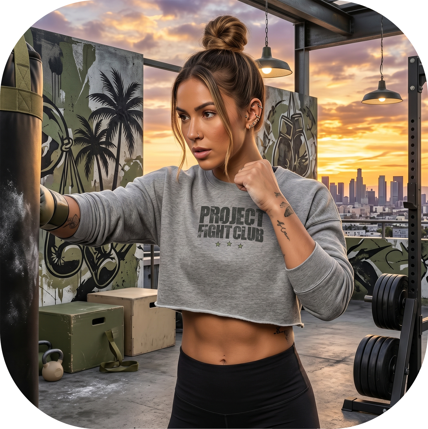 WOMENS GREY CROP FLEECE - HONOR SOLDIERS & VETERANS