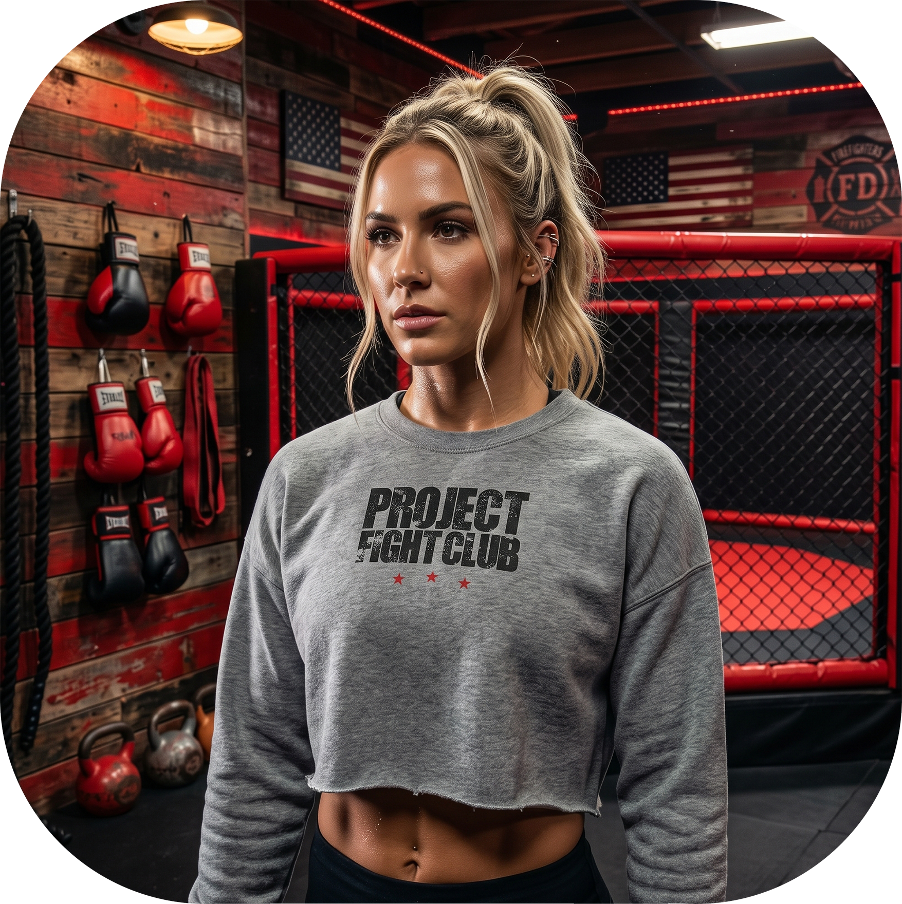 GREY CROPPED SWEATSHIRT - HONOR FIREFIGHTERS & EMTs