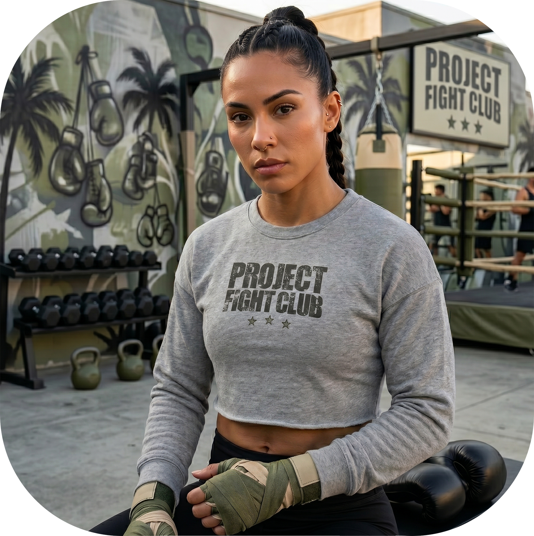 WOMENS GREY CROP FLEECE - HONOR SOLDIERS & VETERANS