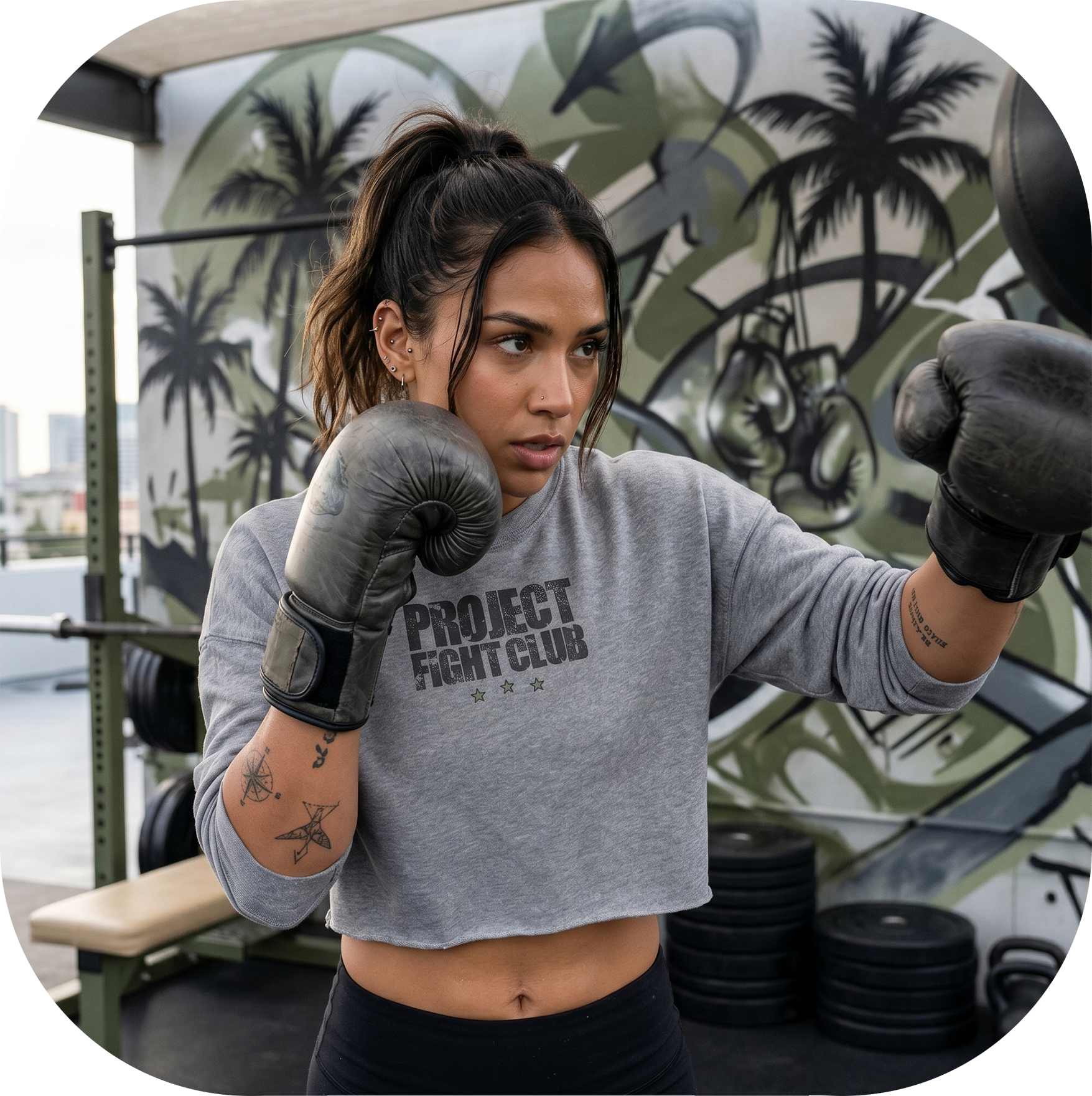 WOMENS GREY CROP FLEECE - HONOR SOLDIERS & VETERANS
