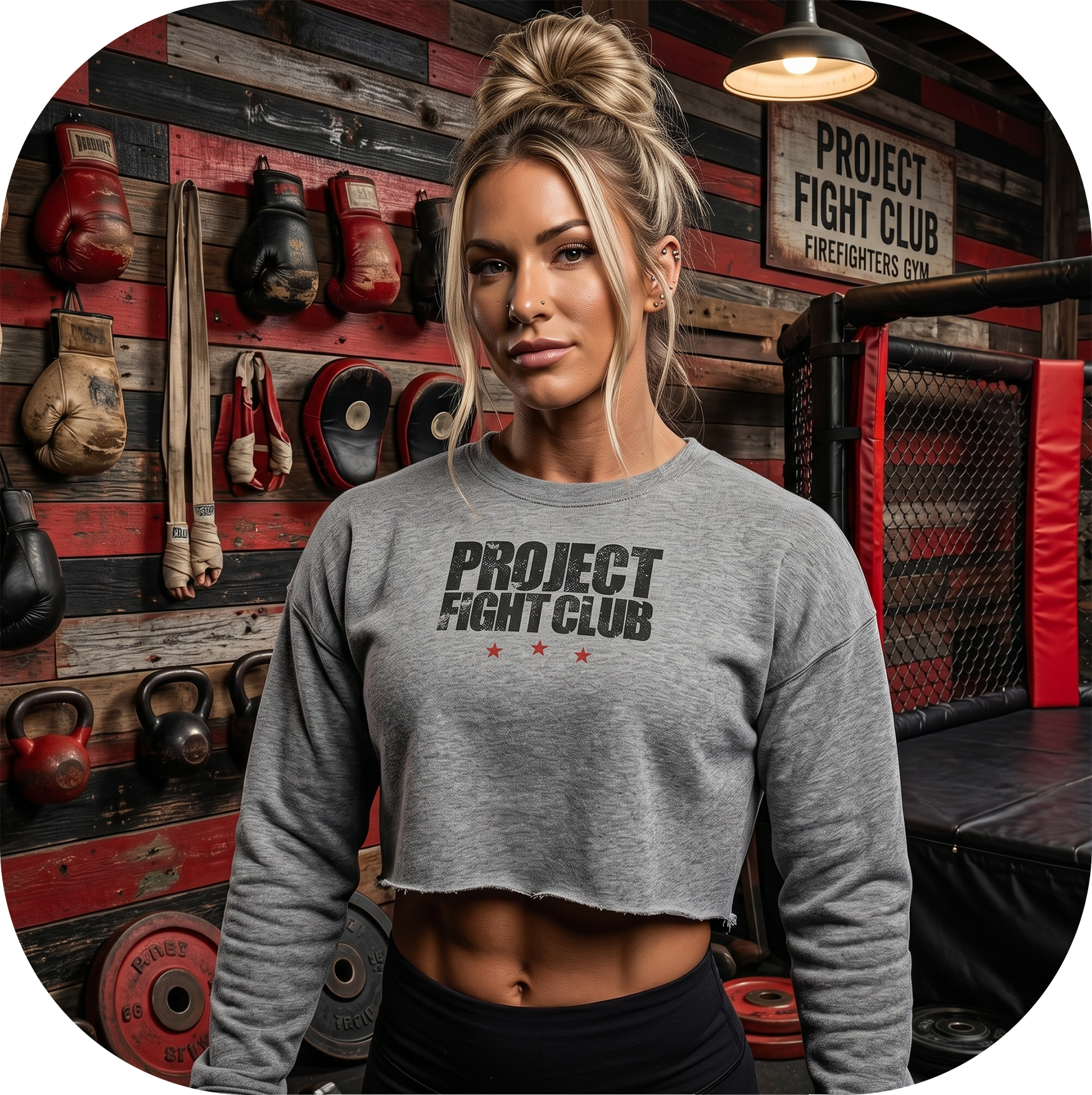 GREY CROPPED SWEATSHIRT - HONOR FIREFIGHTERS & EMTs