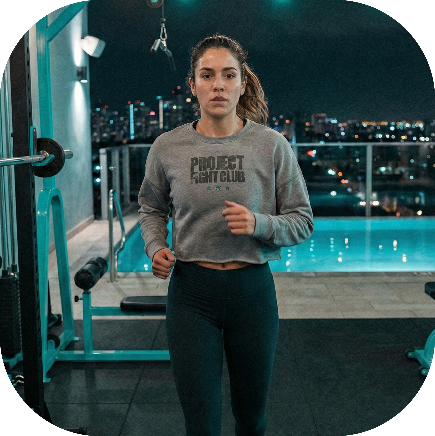 WOMENS GREY CROPPED FLEECE - FIGHT ADDICTION
