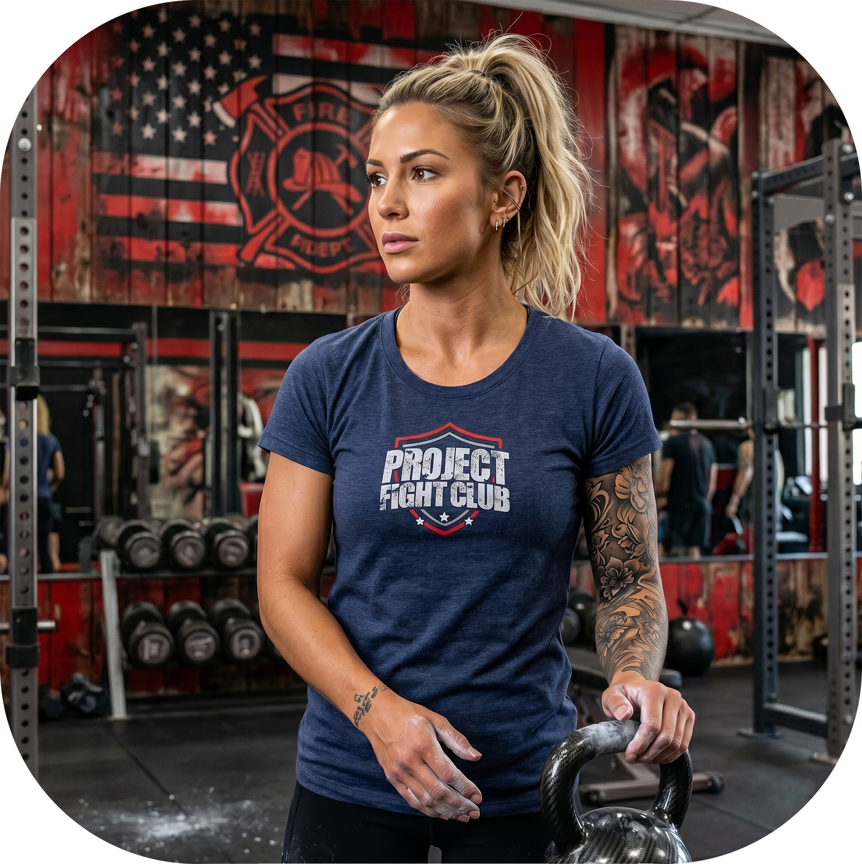 WOMENS NAVY T-SHIRT - HONOR FIREFIGHTERS & EMTs