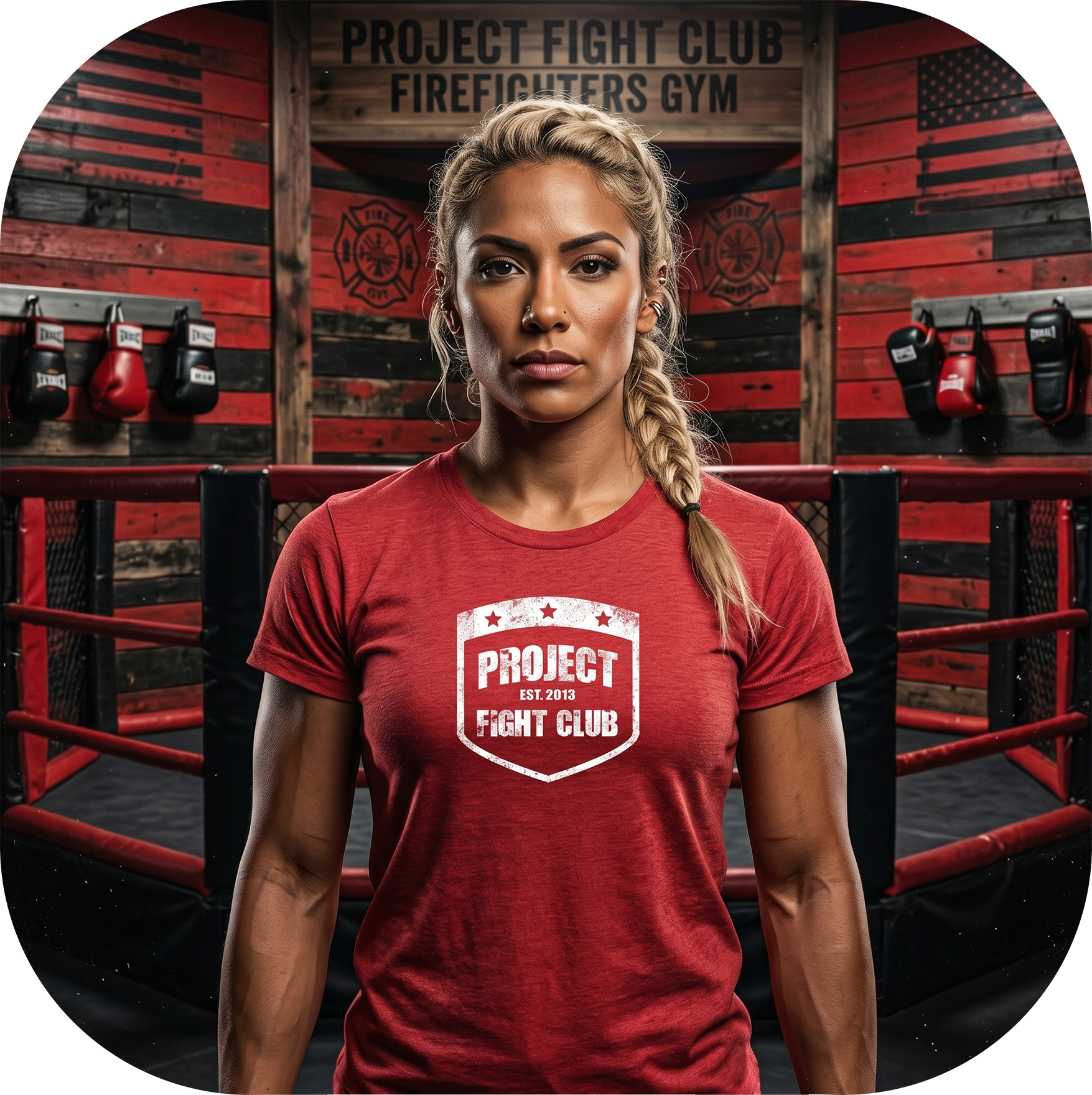 WOMENS RED T-SHIRT - HONOR FIREFIGHTERS & EMTs