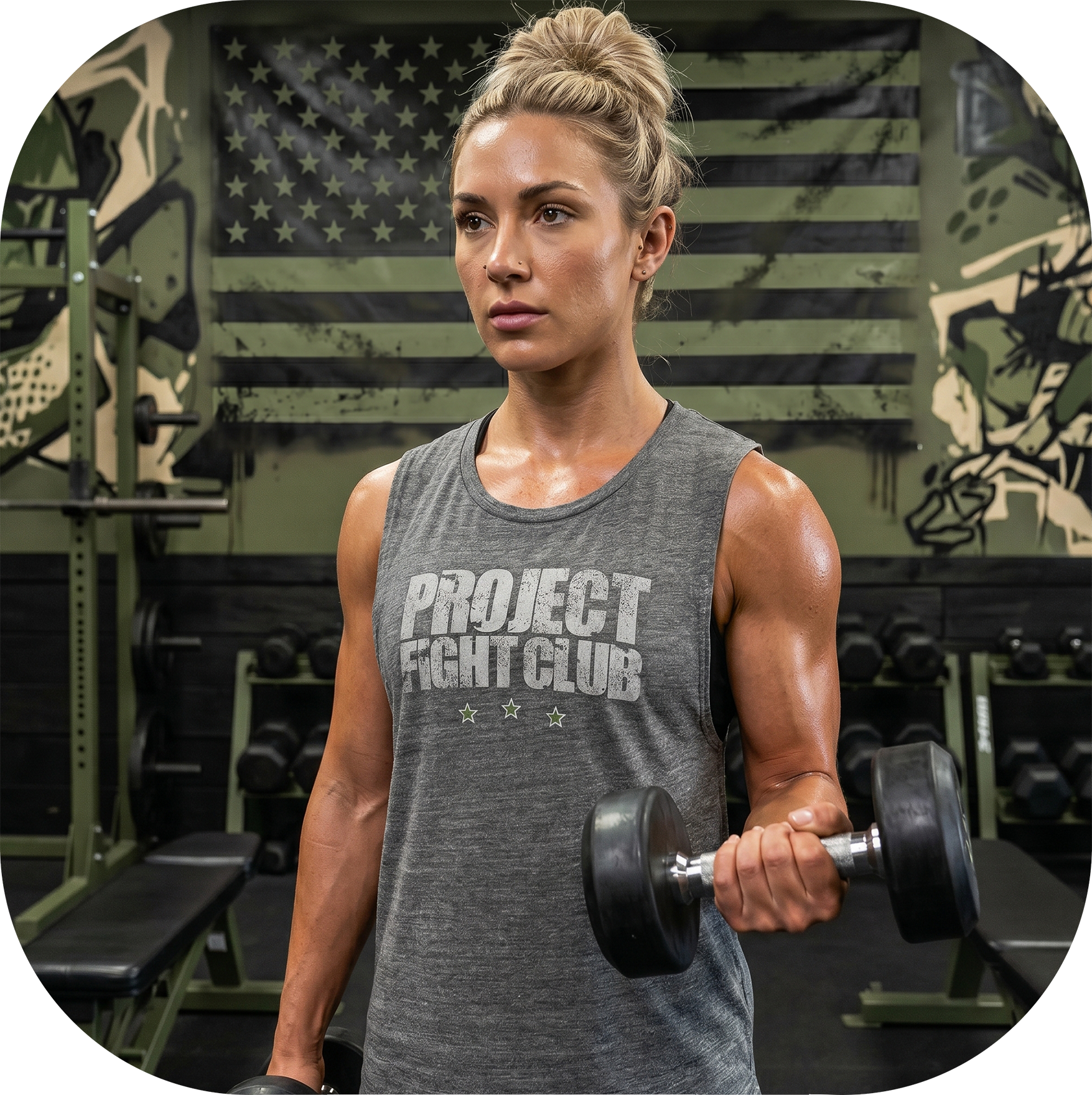 WOMENS ASPHALT MUSCLE TANK - HONOR SOLDIERS & VETERANS