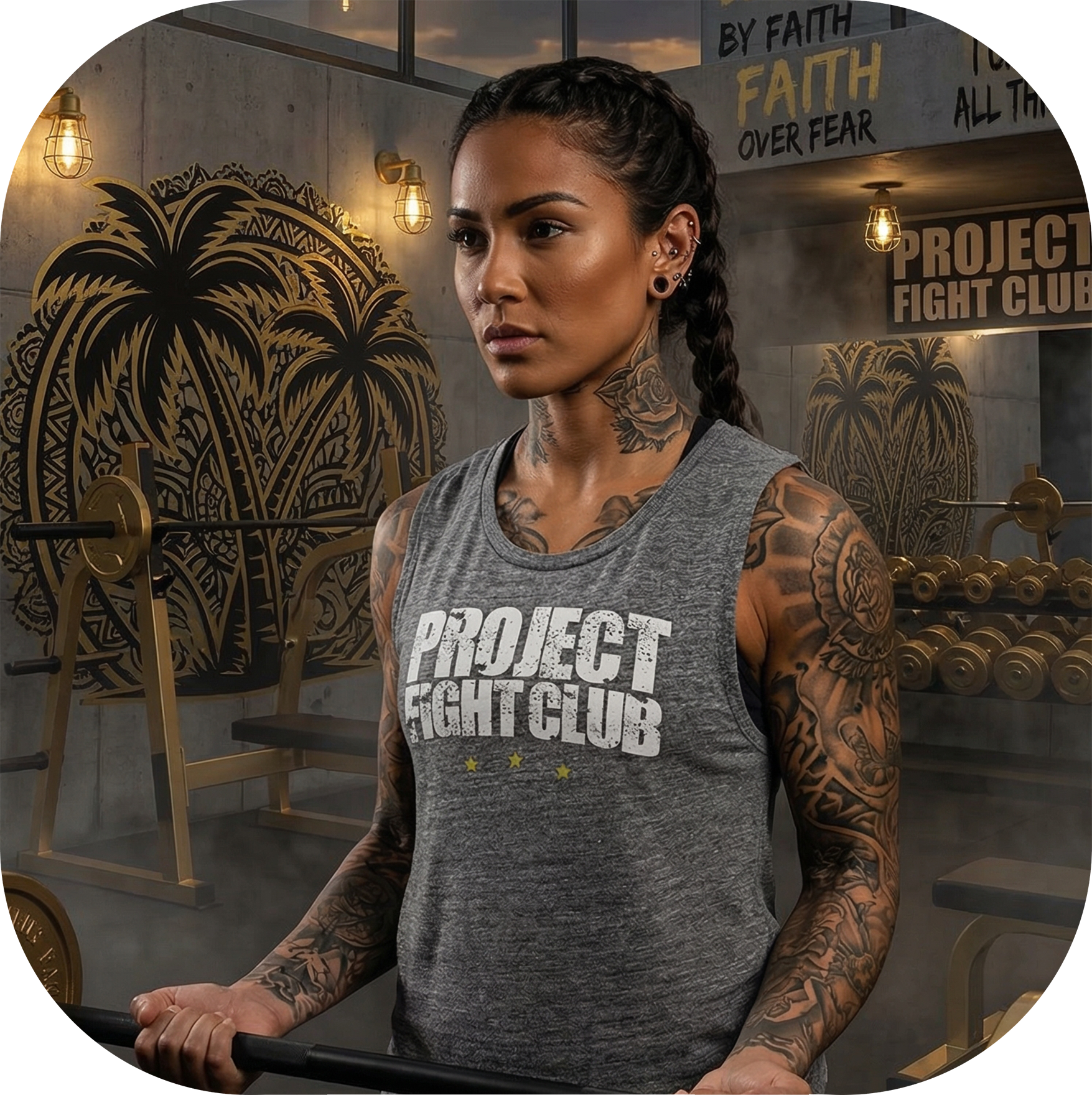 WOMENS ASPHALT MUSCLE TANK - SPREAD CHRISTIANITY