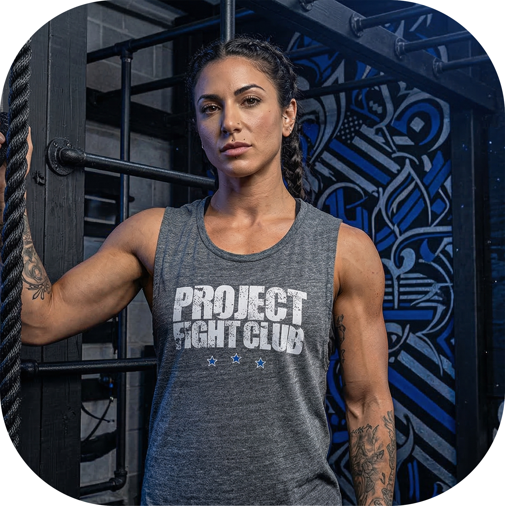 WOMENS DARK GREY MUSCLE TANK 3 - SUPPORT POLICE