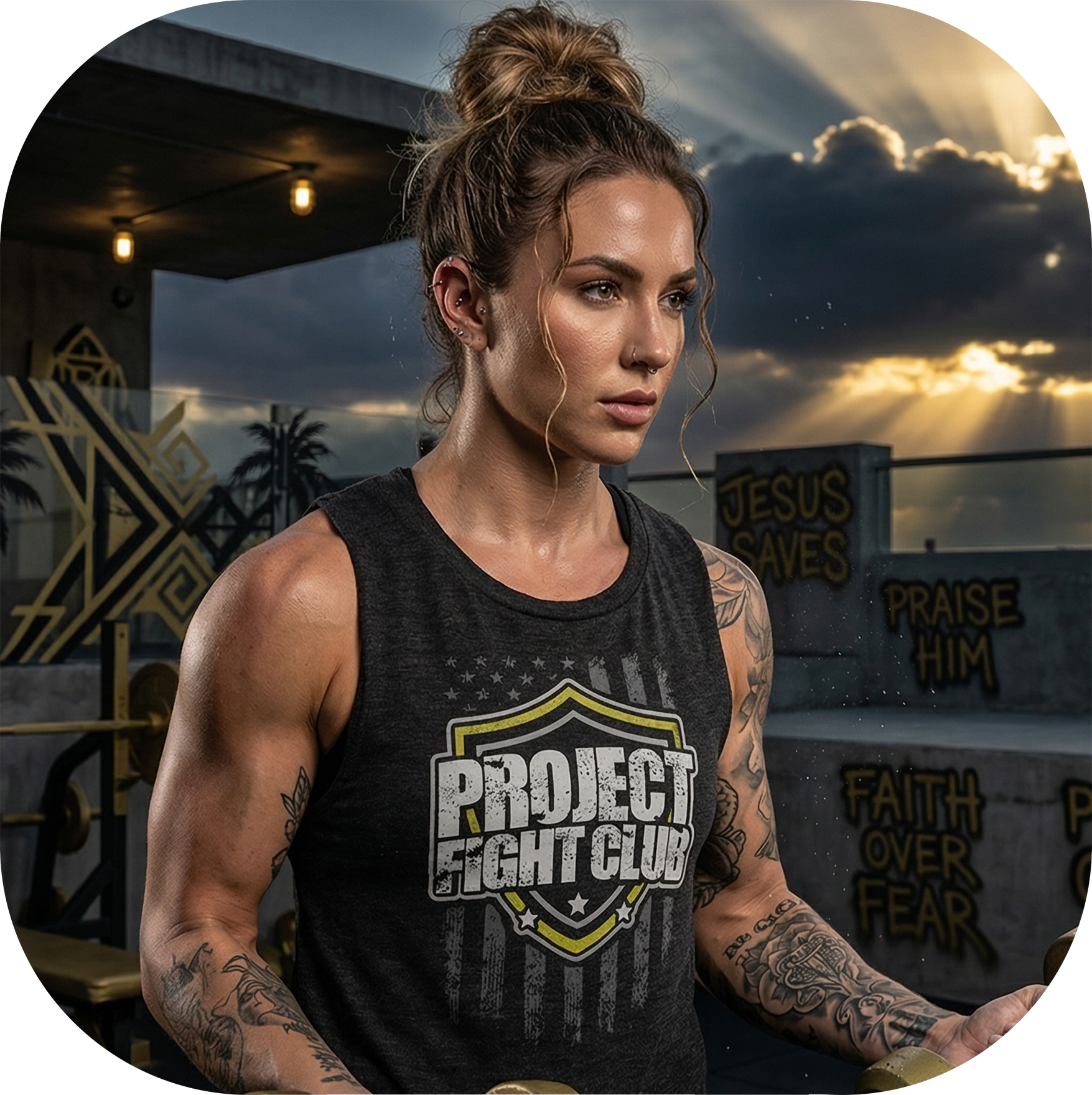 WOMENS BLACK MUSCLE TANK - SPREAD CHRISTIANITY