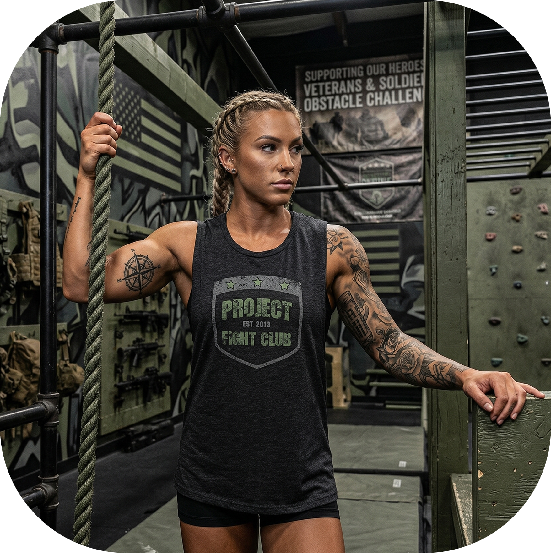 WOMENS BLACK MUSCLE TANK 2 - HONOR SOLDIERS & VETERANS