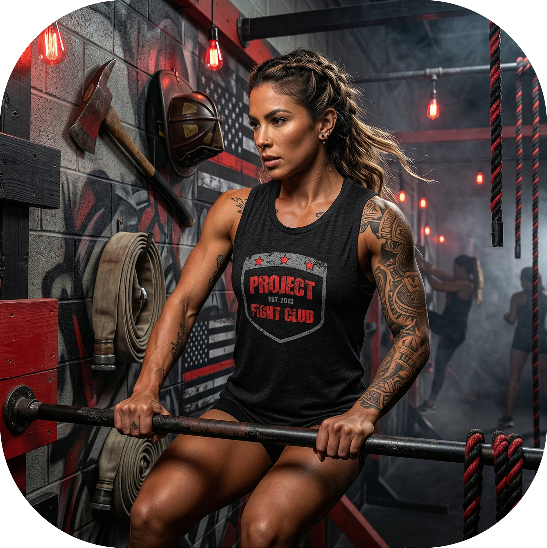 WOMENS BLACK MUSCLE TANK 2 - HONOR FIREFIGHTERS & EMTs