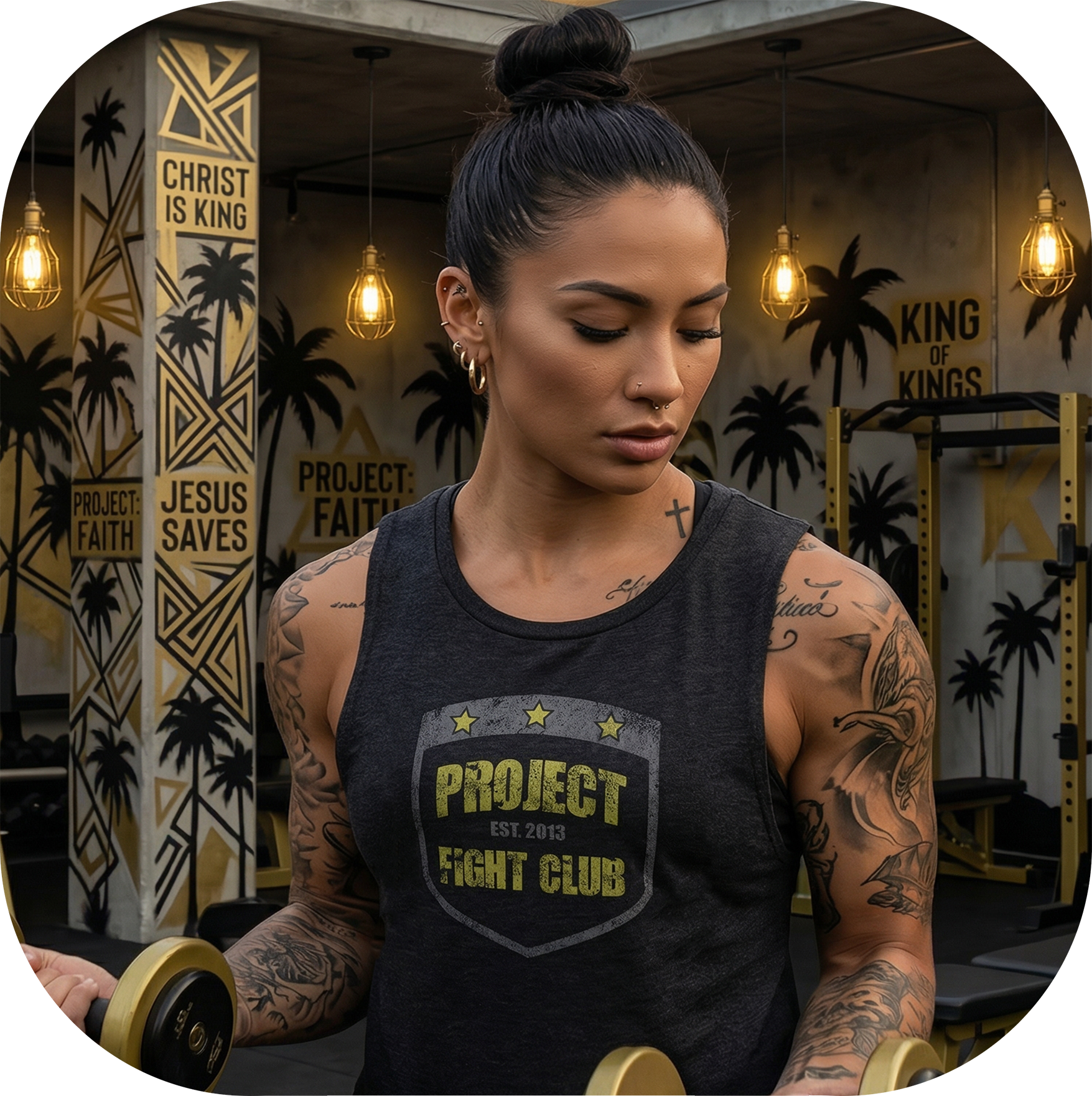 WOMENS BLACK MUSCLE TANK #2 - SPREAD CHRISTIANITY
