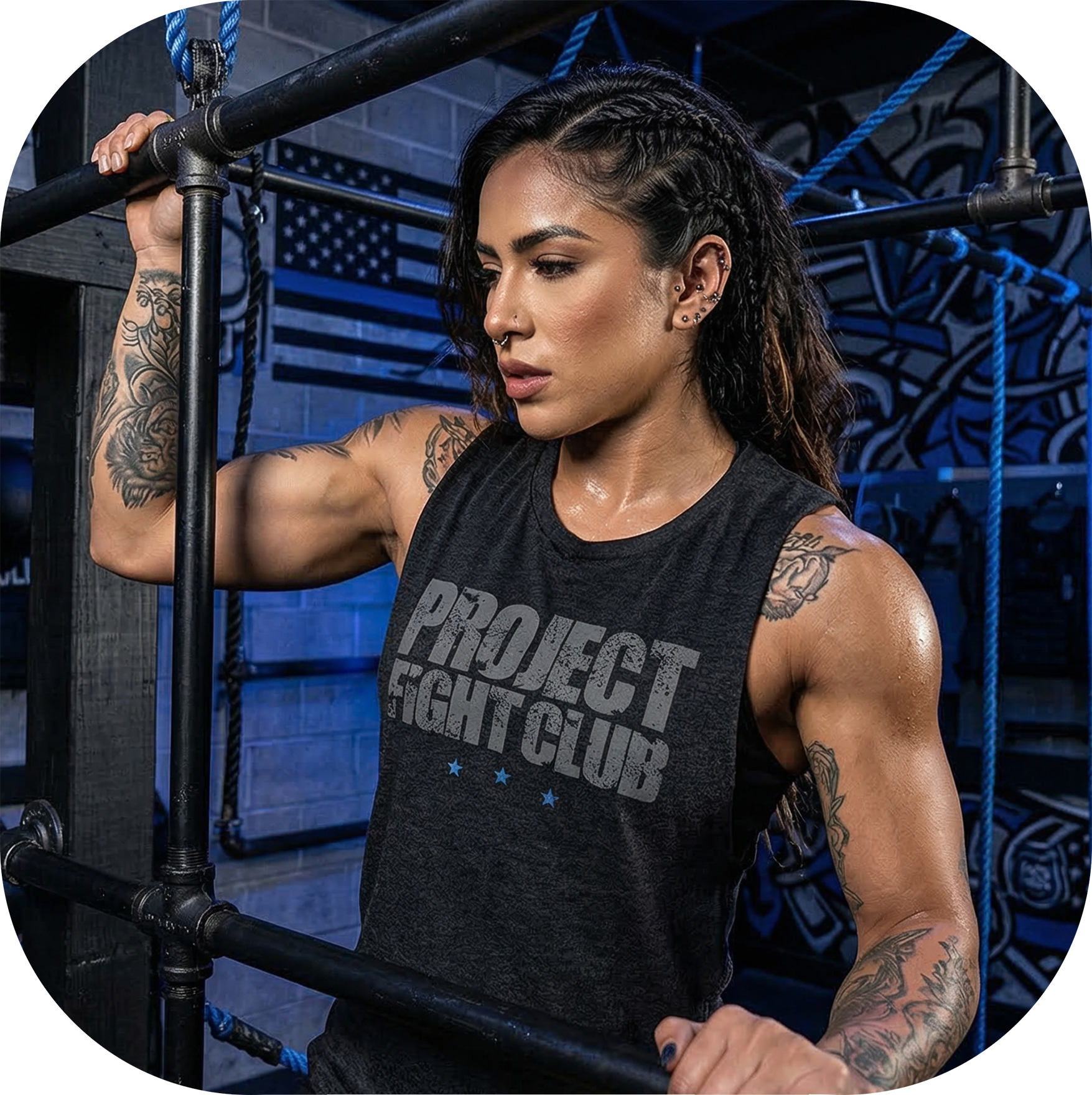 WOMENS BLACK MUSCLE TANK #2 - SUPPORT POLICE