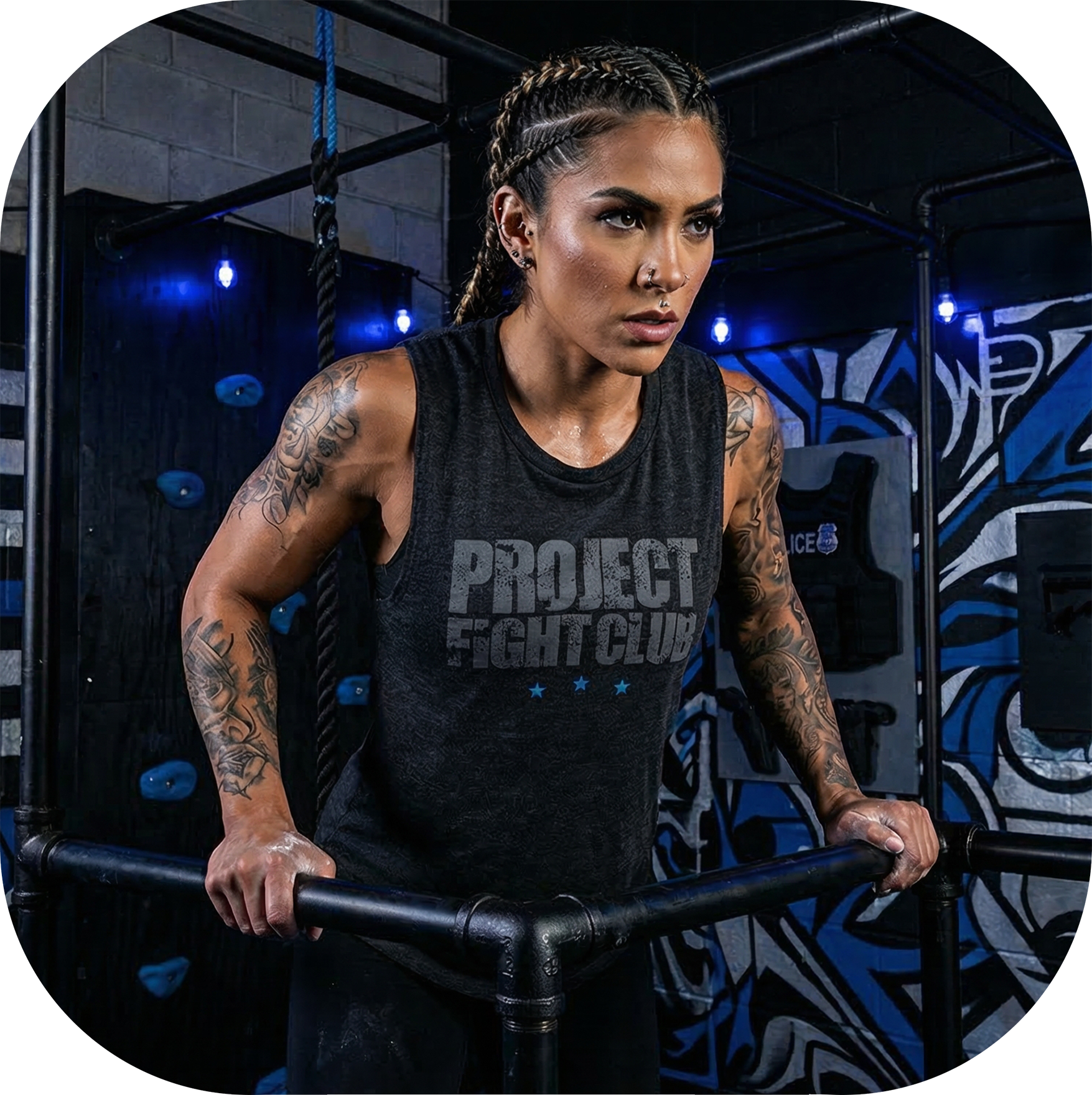 WOMENS BLACK MUSCLE TANK #2 - SUPPORT POLICE