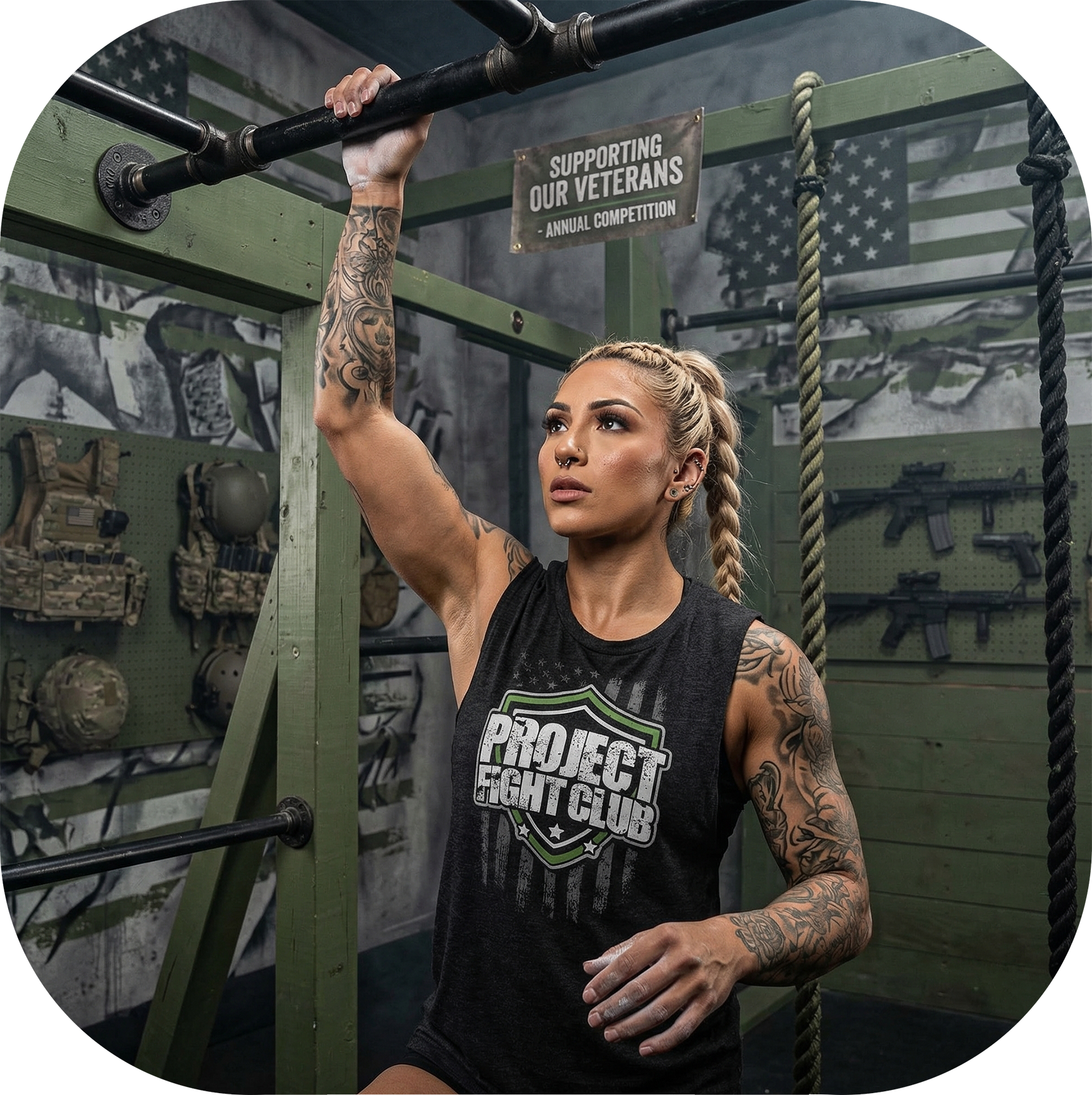 WOMENS BLACK MUSCLE TANK - HONOR SOLDIERS & VETERANS