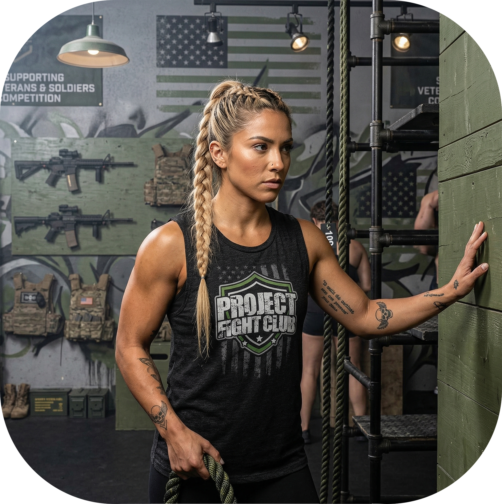 WOMENS BLACK MUSCLE TANK - HONOR SOLDIERS & VETERANS