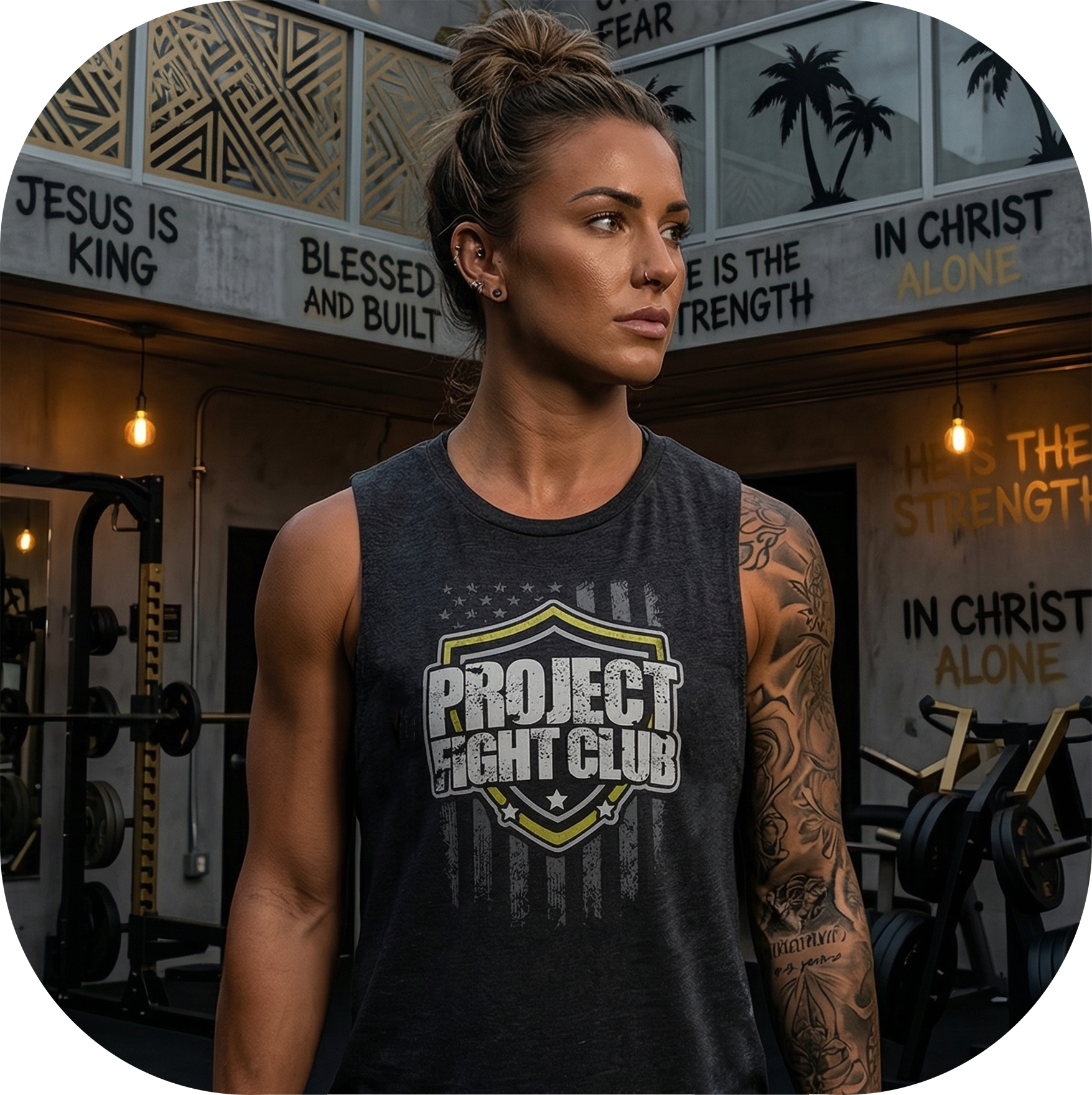 WOMENS BLACK MUSCLE TANK - SPREAD CHRISTIANITY