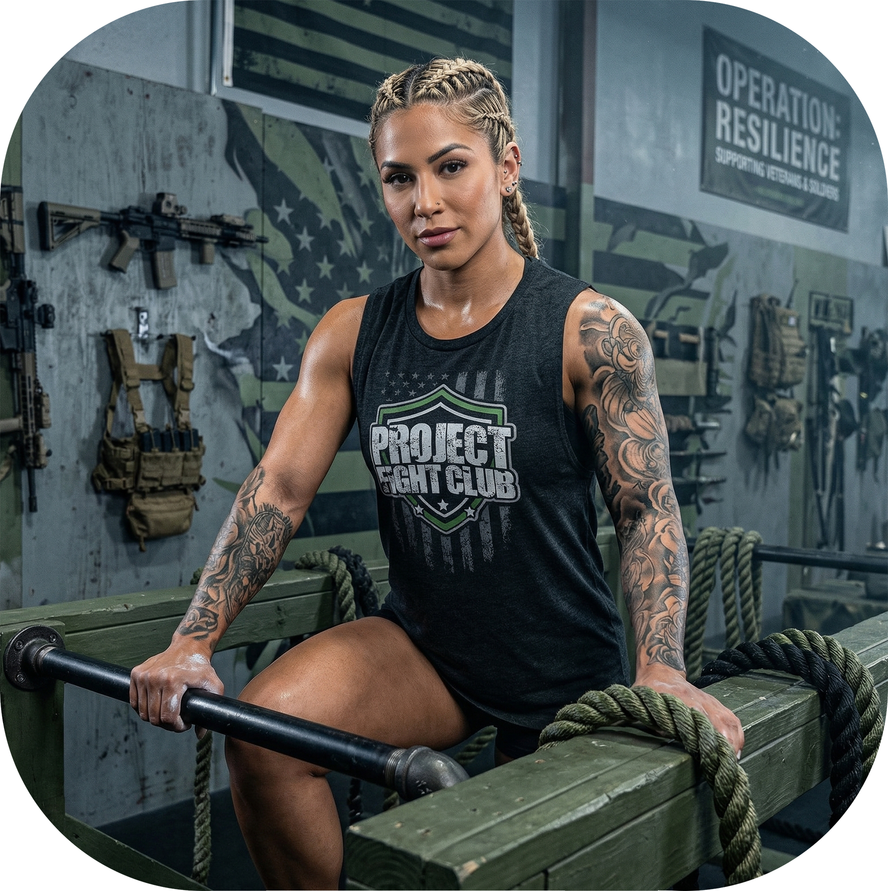 WOMENS BLACK MUSCLE TANK - HONOR SOLDIERS & VETERANS