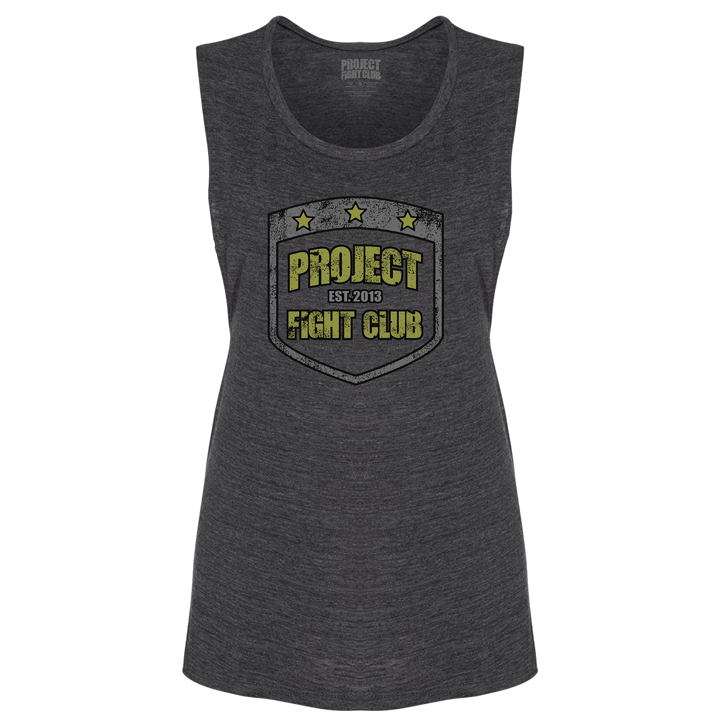 WOMENS CHARCOAL BLACK MUSCLE TANK - SPREAD CHRISTIANITY