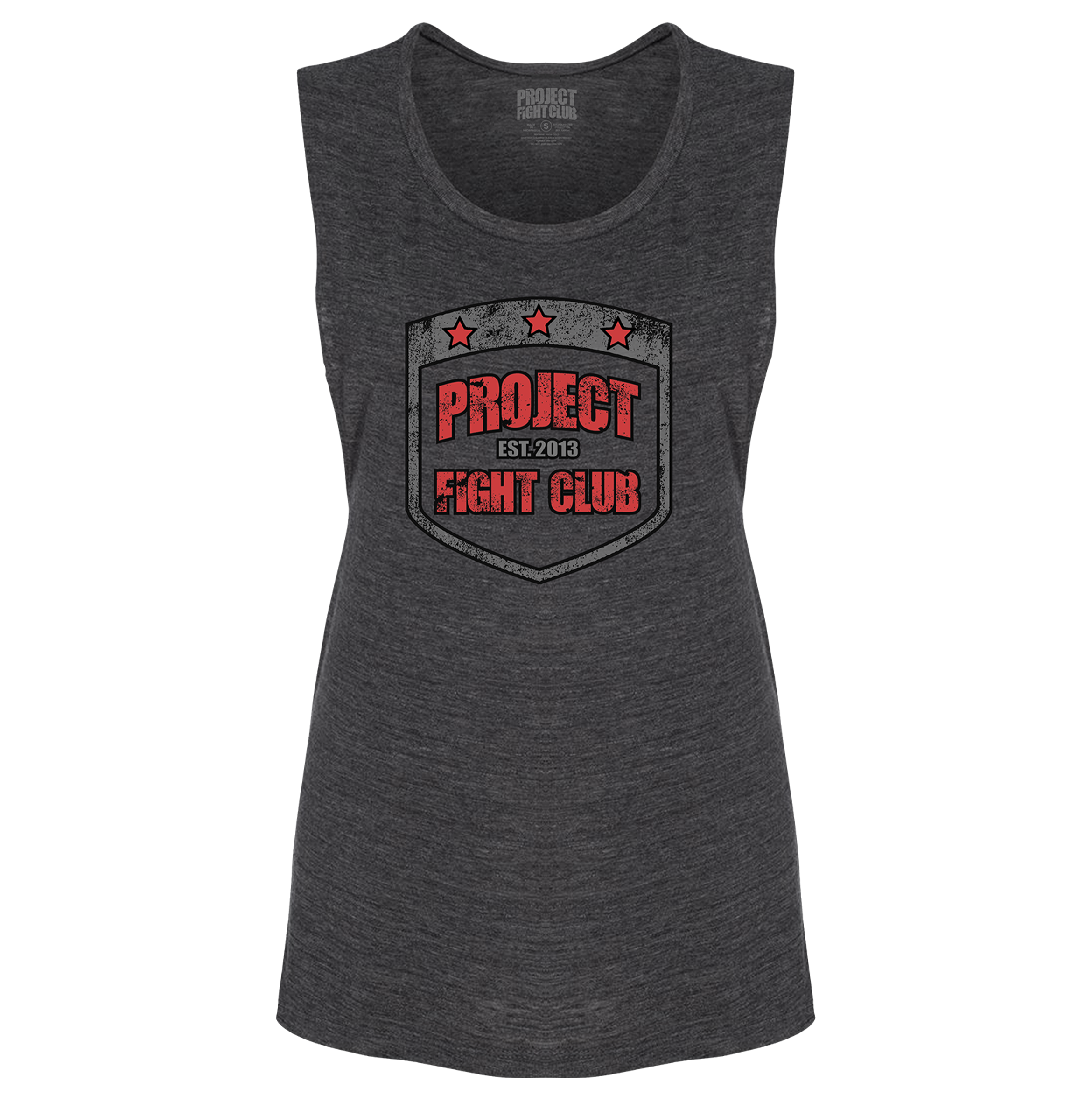 WOMENS CHARCOAL BLACK MUSCLE TANK - HONOR FIREFIGHTERS & EMTs