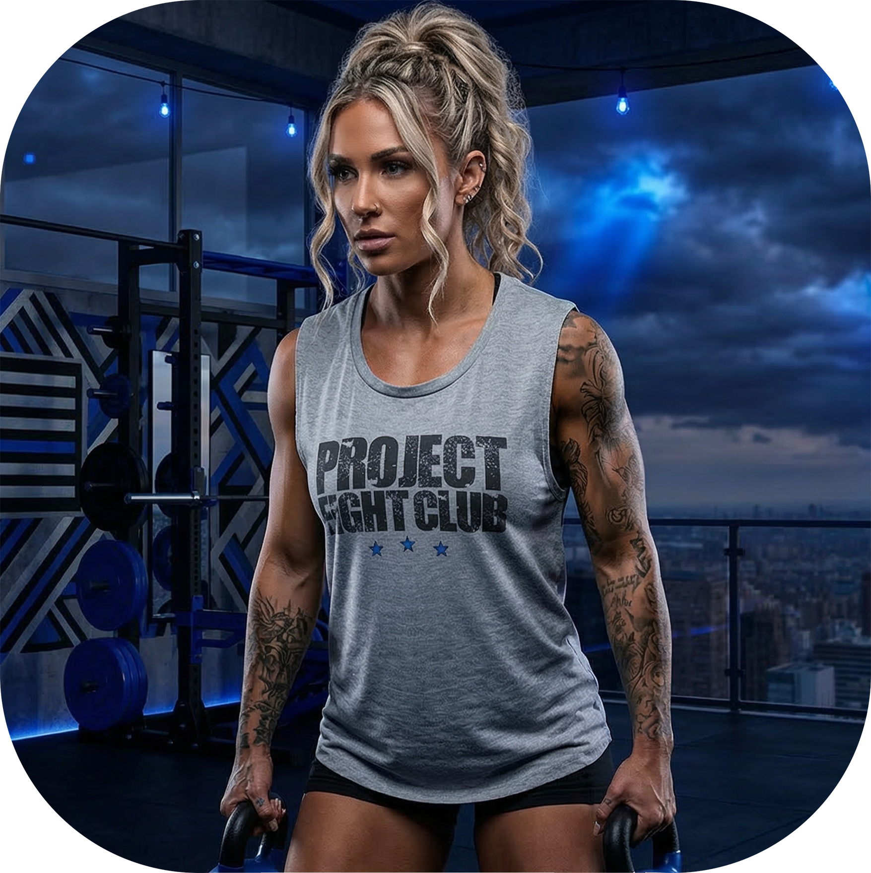 WOMENS HEATHER GREY MUSCLE TANK #2 - SUPPORT POLICE