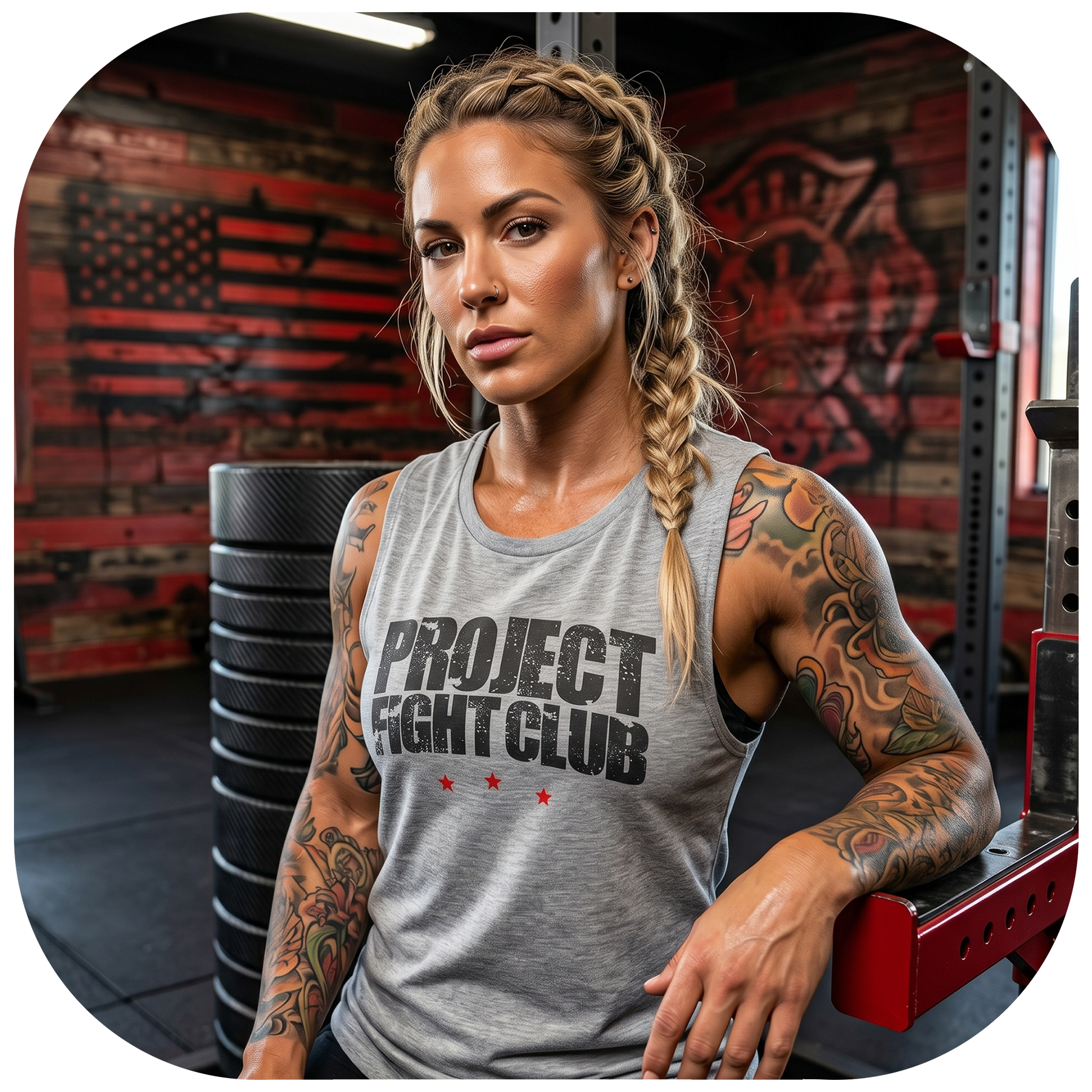 WOMENS GREY MUSCLE TANK 2 - HONOR FIREFIGHTERS & EMTs