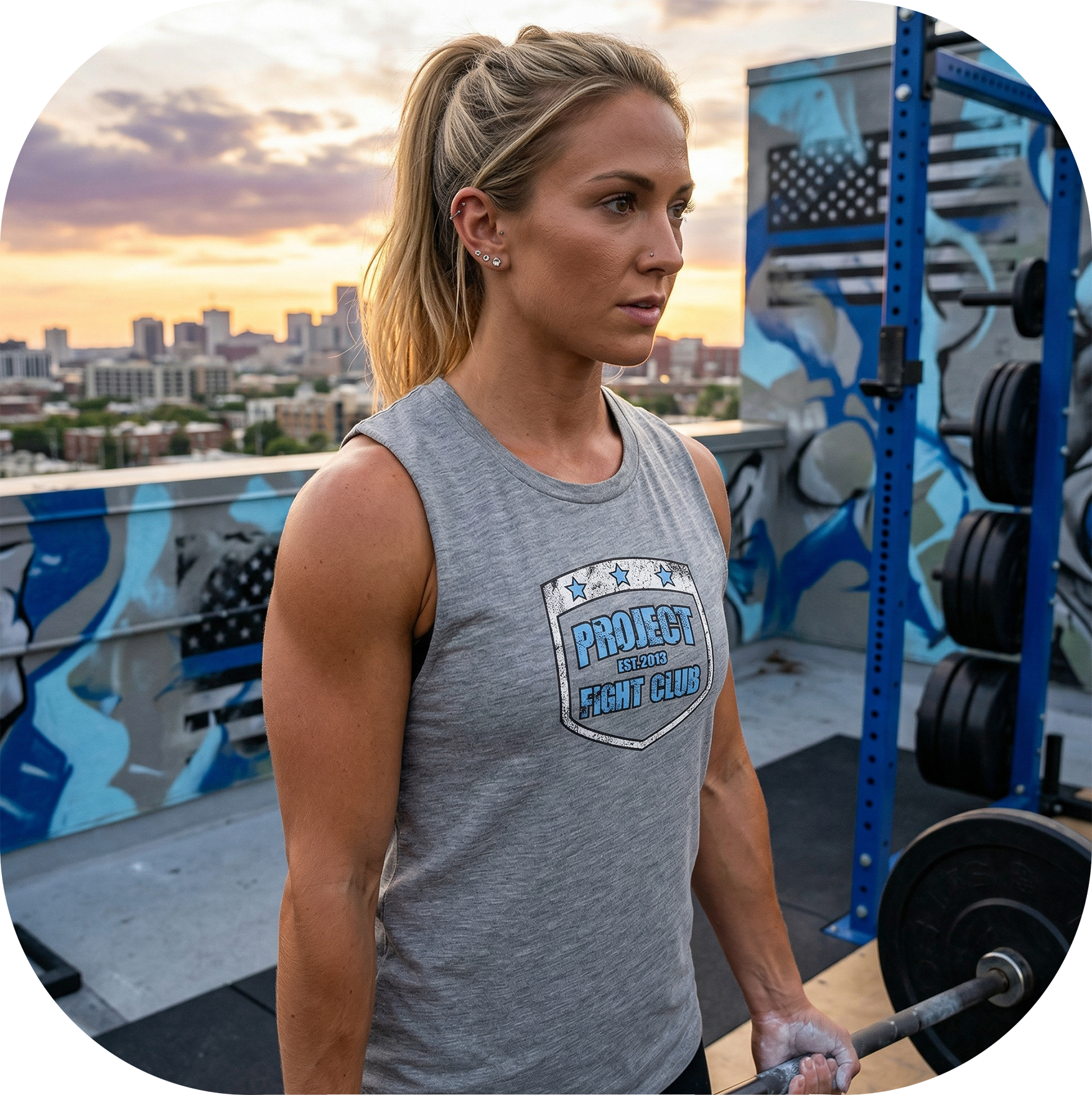 WOMENS HEATHER GREY MUSCLE TANK - SUPPORT POLICE