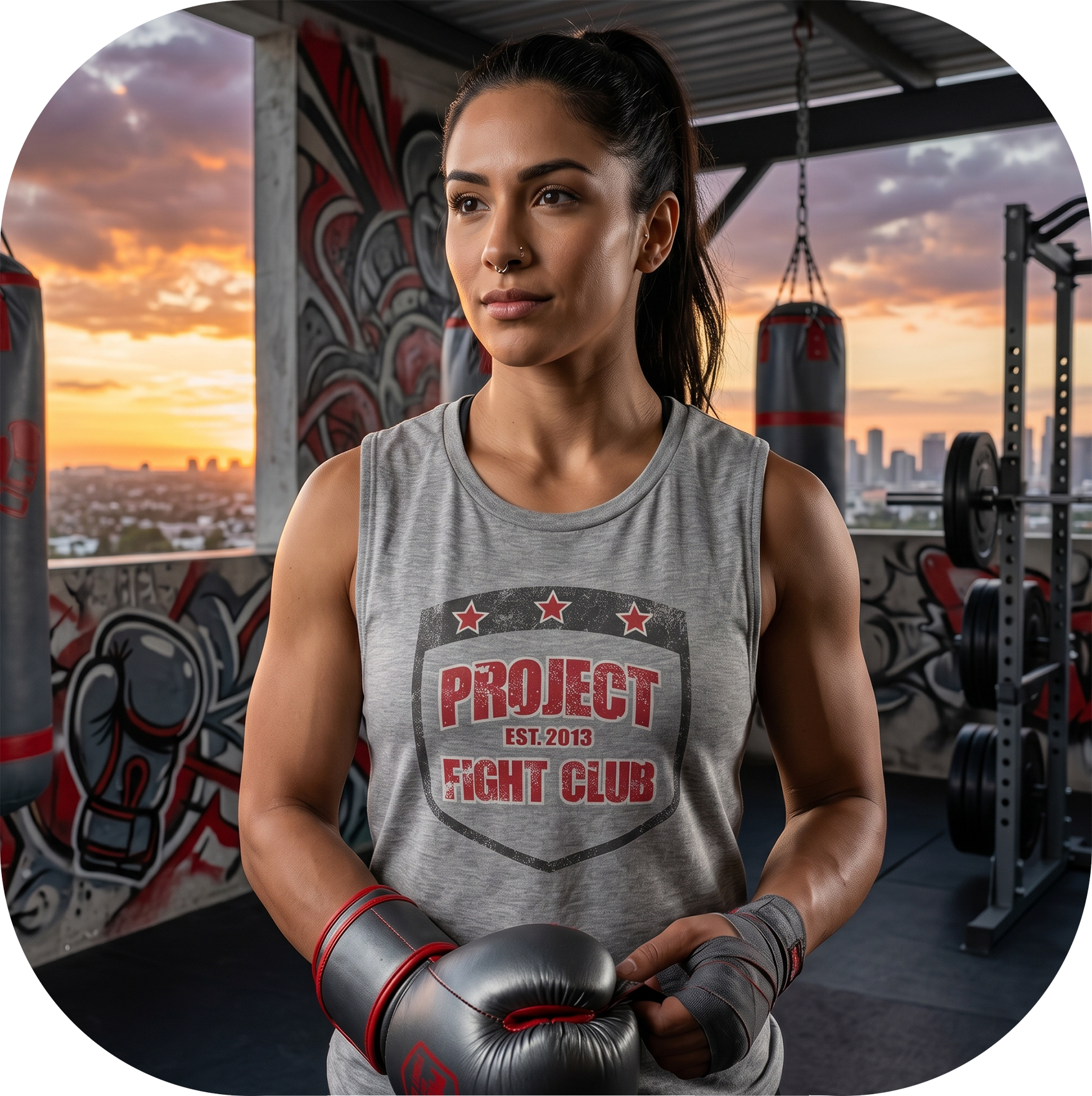 WOMENS GREY MUSCLE TANK - HONOR FIREFIGHTERS & EMTs
