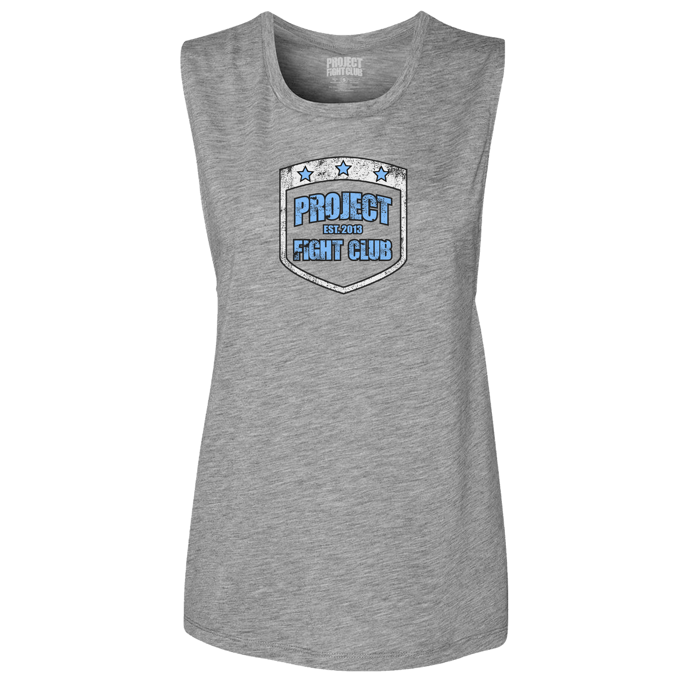 WOMENS HEATHER GREY MUSCLE TANK - SUPPORT POLICE
