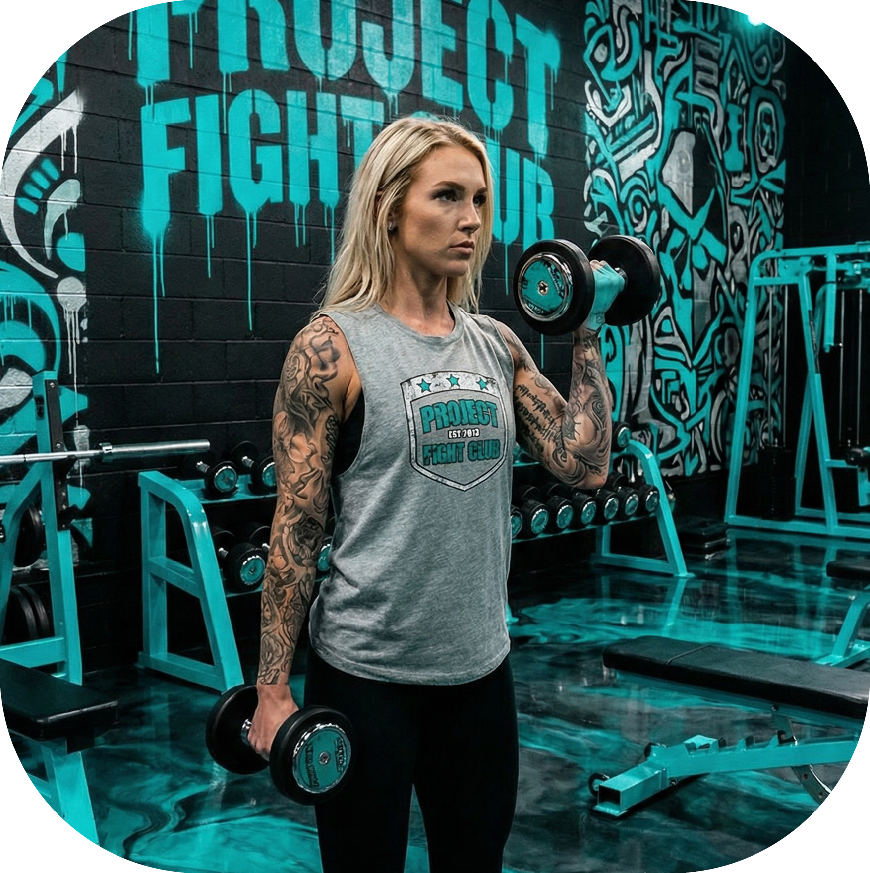 WOMENS HEATHER GREY MUSCLE TANK #2 - FIGHT ADDICTION