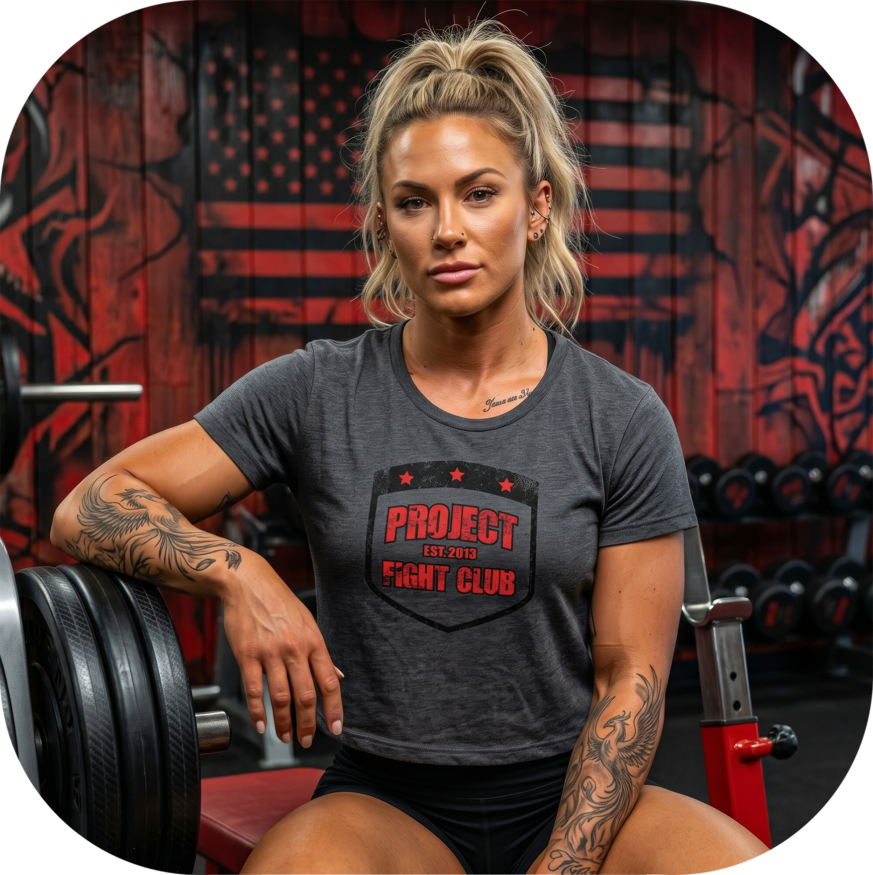 WOMENS DARK GREY CROP TEE 2 - HONOR FIREFIGHTERS & EMTs