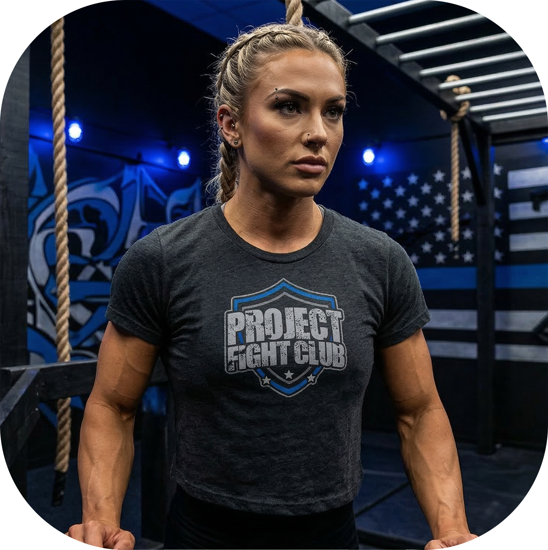 WOMENS DARK GREY CROPPED TEE - SUPPORT POLICE