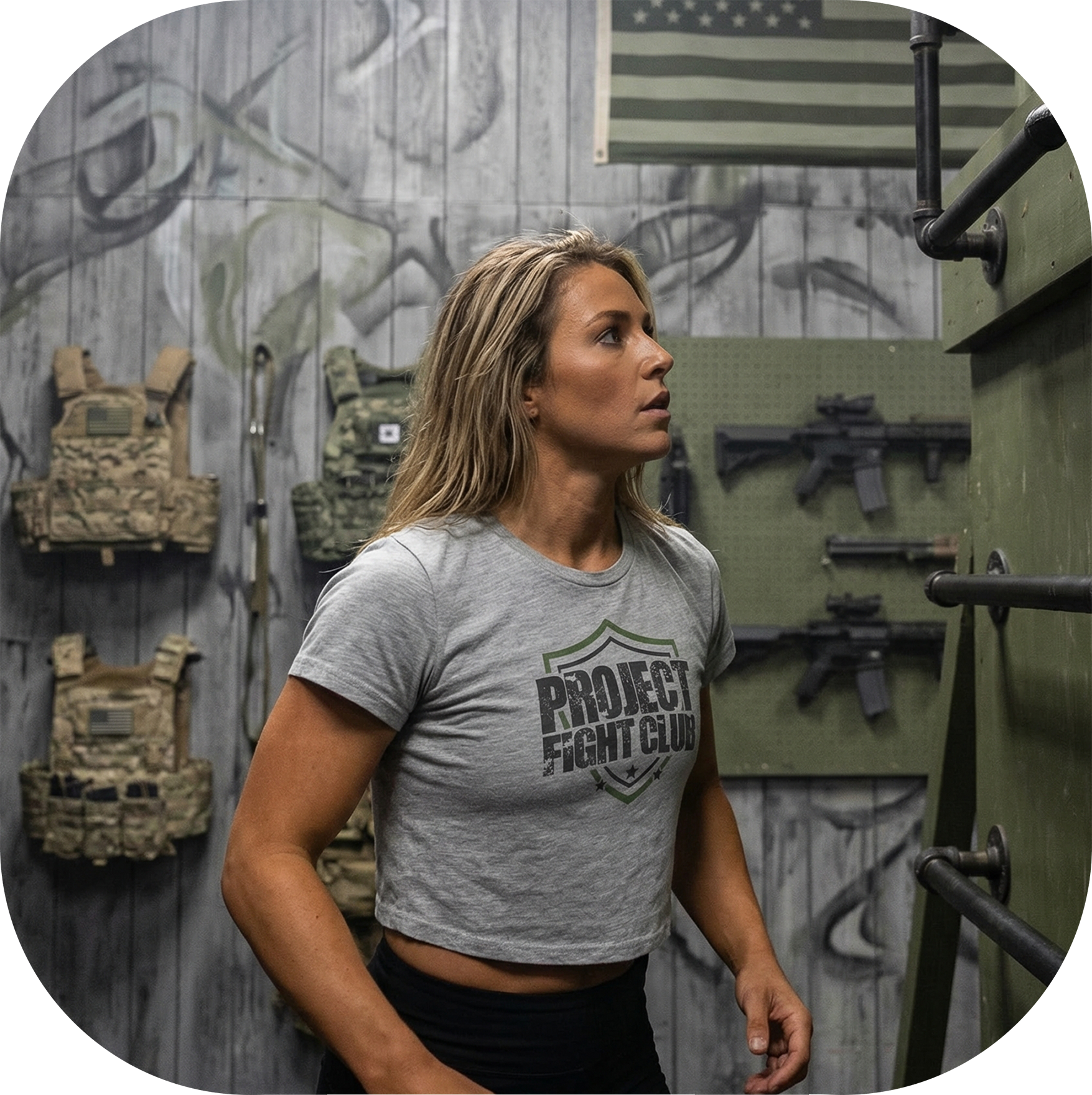 WOMENS GREY CROPPED TEE 2 - HONOR SOLDIERS & VETERANS