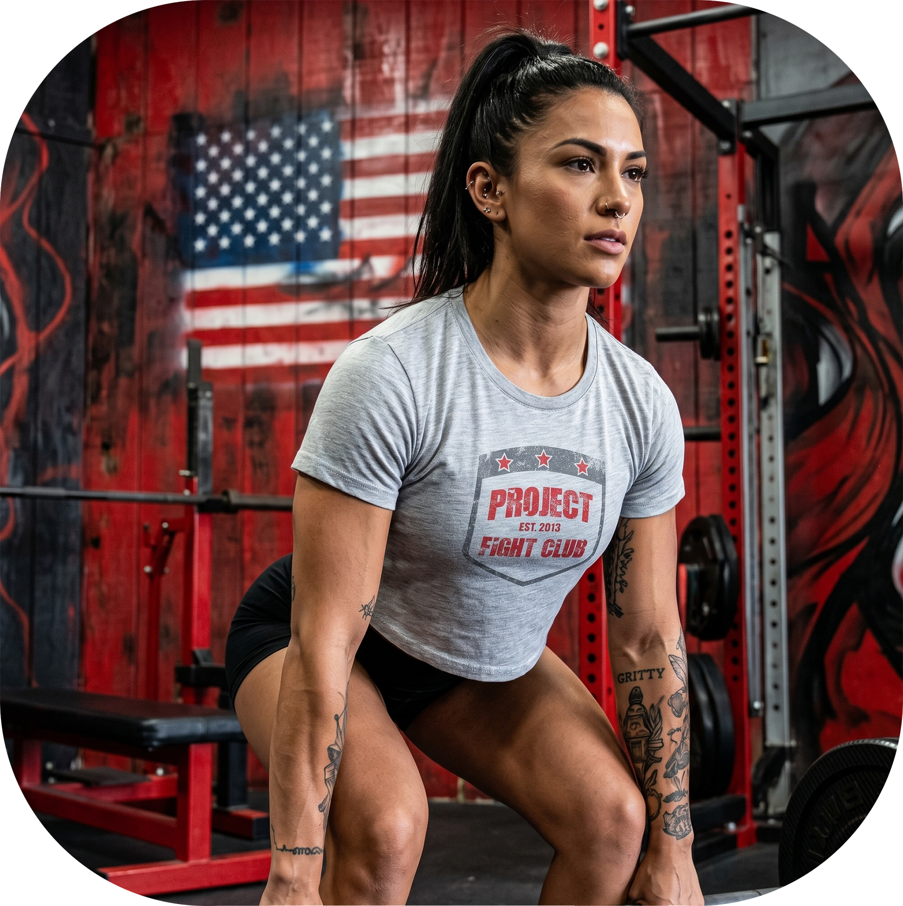 WOMENS GREY CROP TEE - HONOR FIREFIGHTERS & EMTs