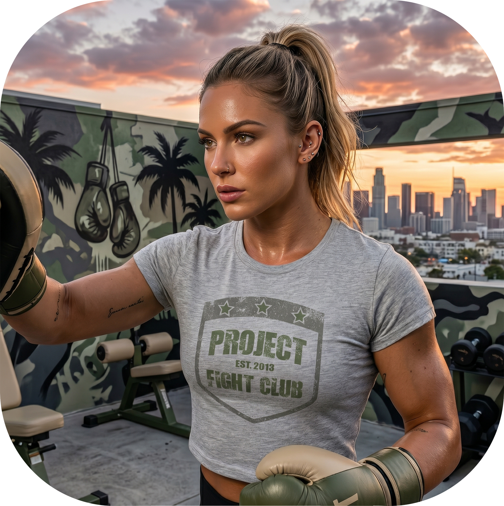 WOMENS GREY CROP TEE - HONOR SOLDIERS & VETERANS
