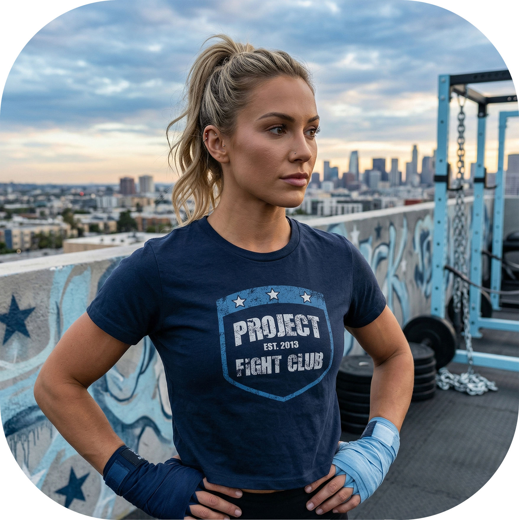 WOMENS NAVY CROPPED TEE #2 - SUPPORT POLICE