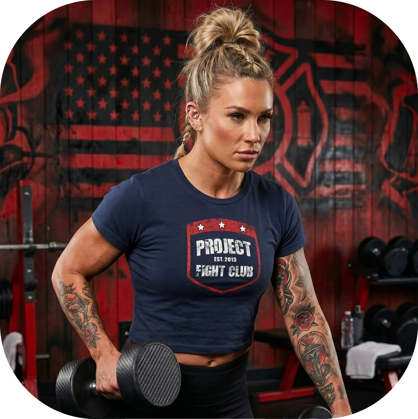 WOMENS NAVY CROPPED TEE 2 - HONOR FIREFIGHTERS & EMTs