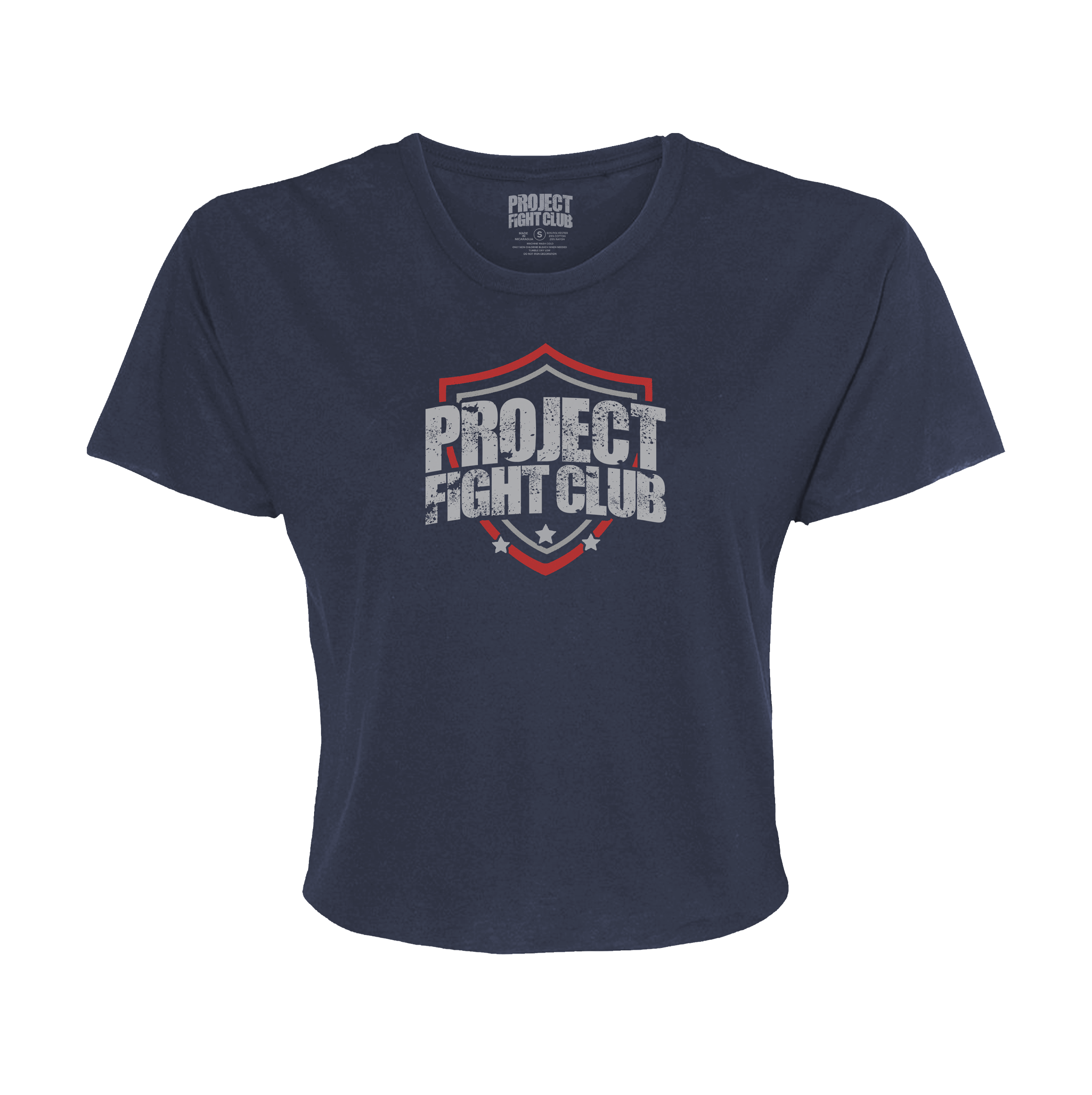 WOMENS NAVY CROP TEE - HONOR FIREFIGHTERS & EMTs