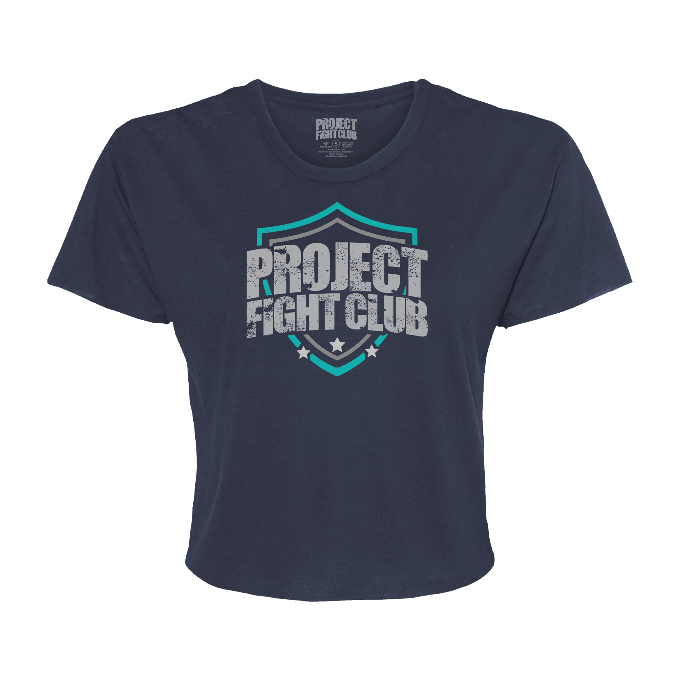 WOMENS NAVY CROPPED TEE - FIGHT ADDICTION