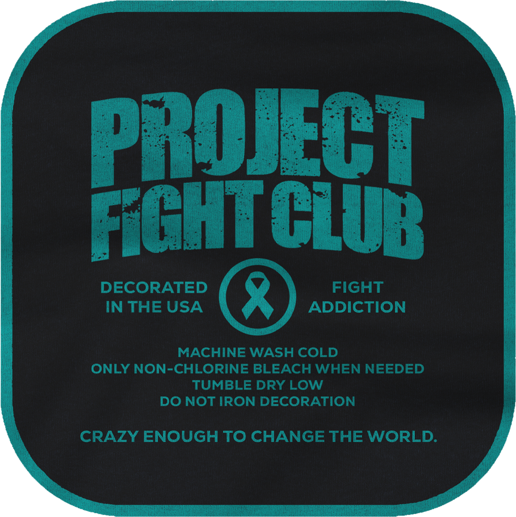 Black fabric with teal text and graphics, featuring 'Project Fight Club' branding.