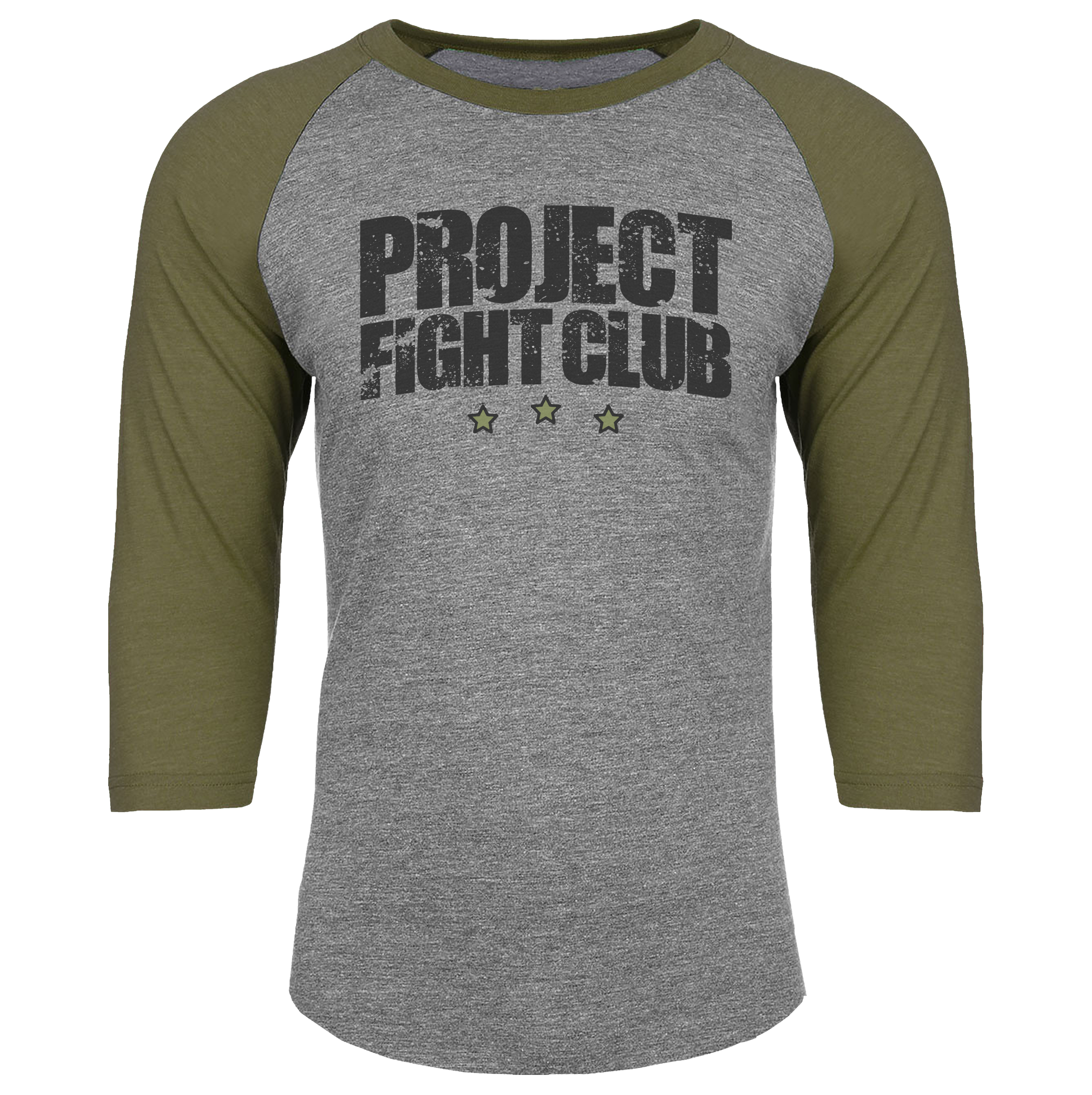 GREY & ARMY BASEBALL TEE - HONOR SOLDIERS & VETERANS