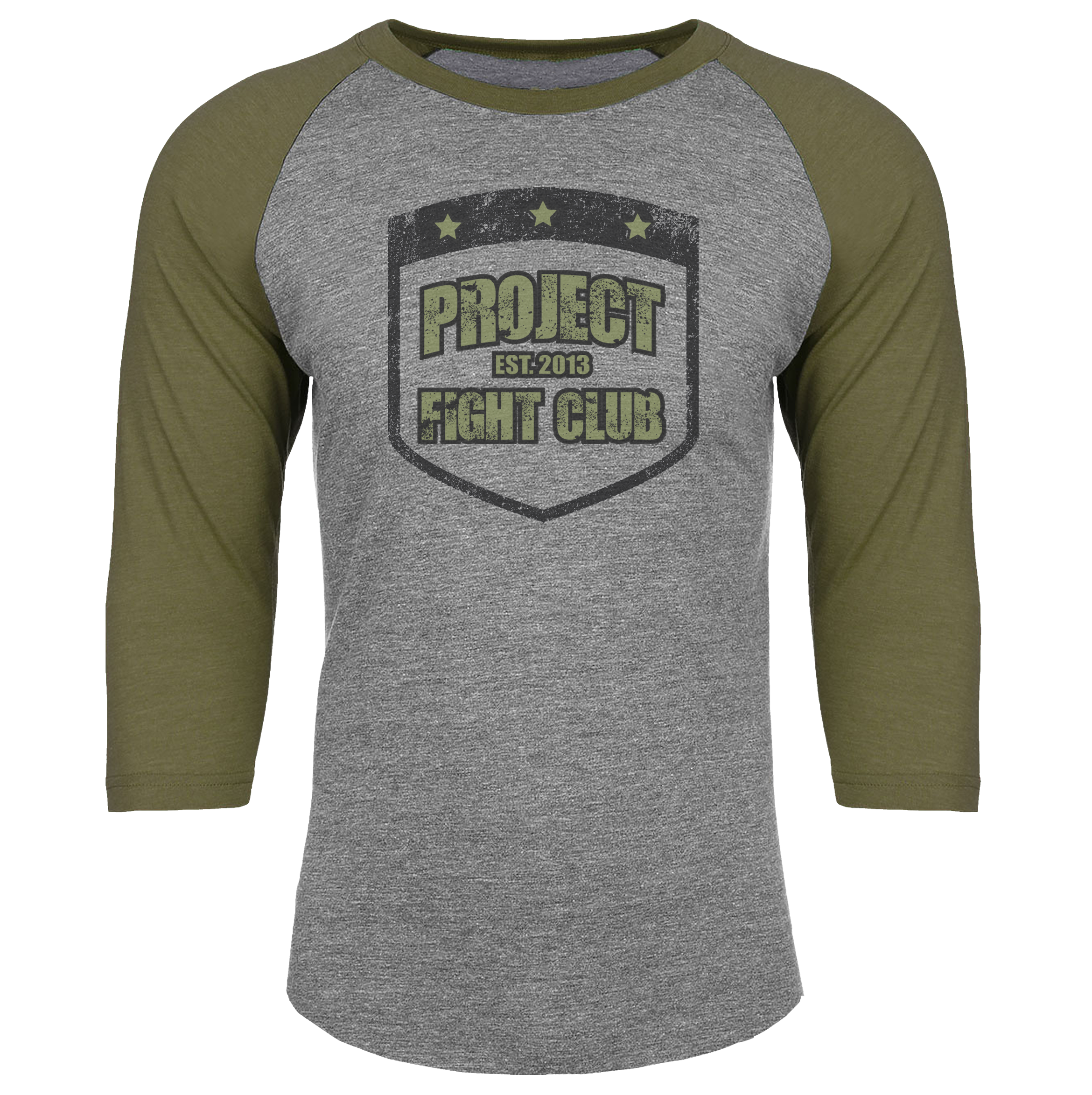 GREY & ARMY BASEBALL TEE 2 - HONOR SOLDIERS & VETERANS